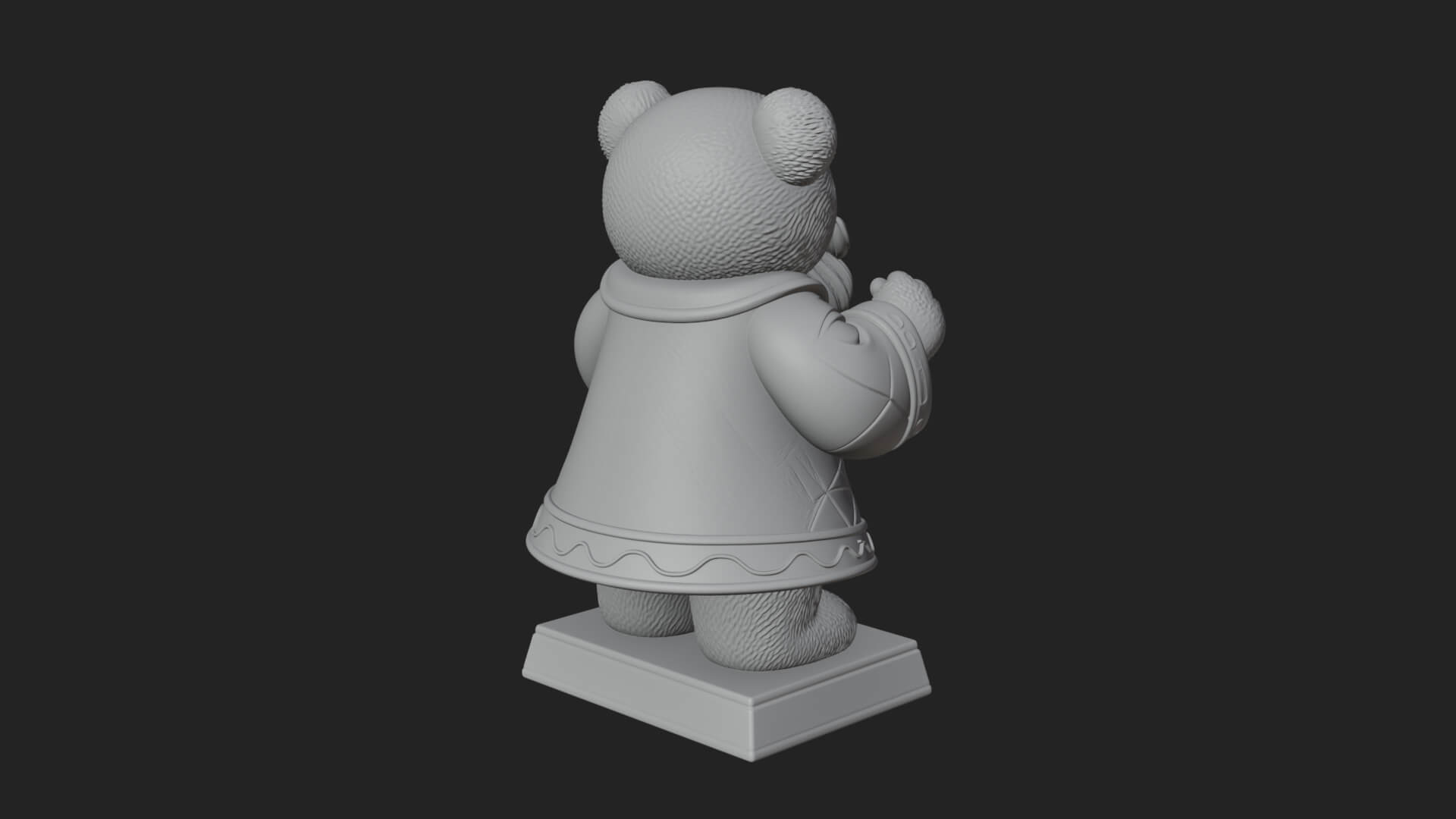 Santa Robe Teddy Bear Statue Design 1 3D Print Model 3D Model