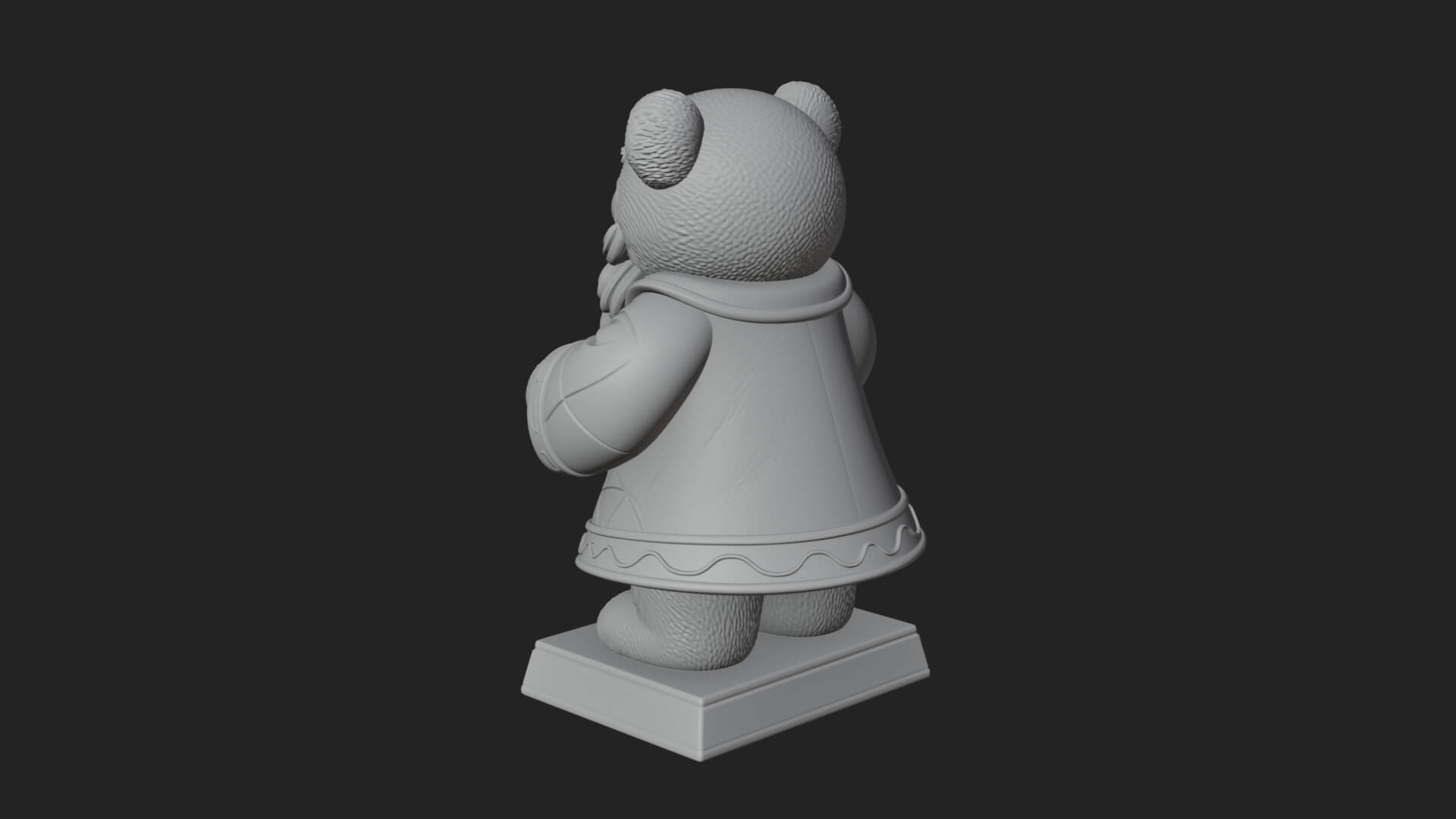 Santa Robe Teddy Bear Statue Design 1 3D Print Model 3D Model