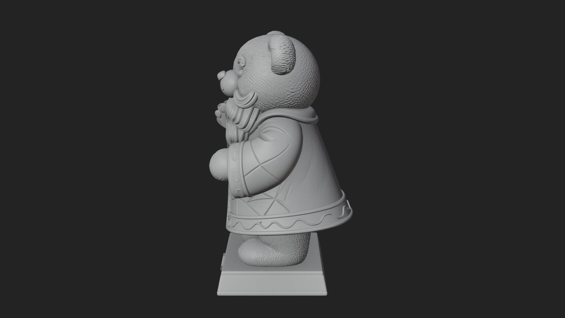 Santa Robe Teddy Bear Statue Design 1 3D Print Model 3D Model
