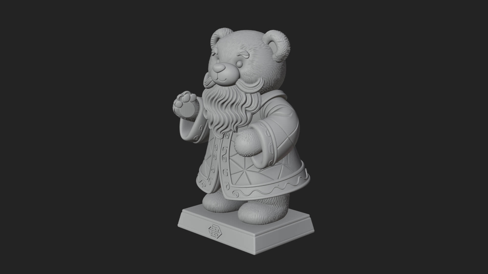 Santa Robe Teddy Bear Statue Design 1 3D Print Model 3D Model