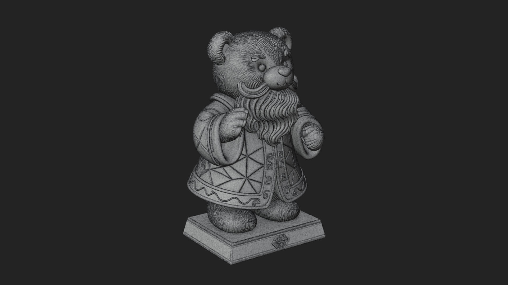 Santa Robe Teddy Bear Statue Design 1 3D Print Model 3D Model