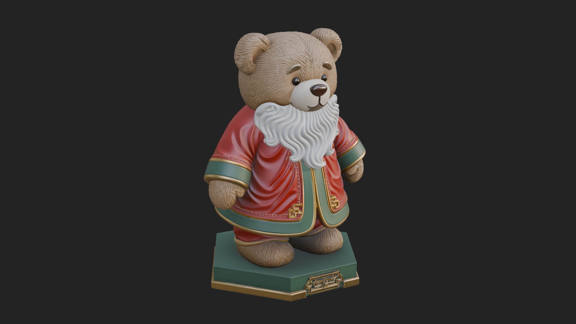Santa Robe Teddy Bear Statue Design 2 3D Print Model 3D Model
