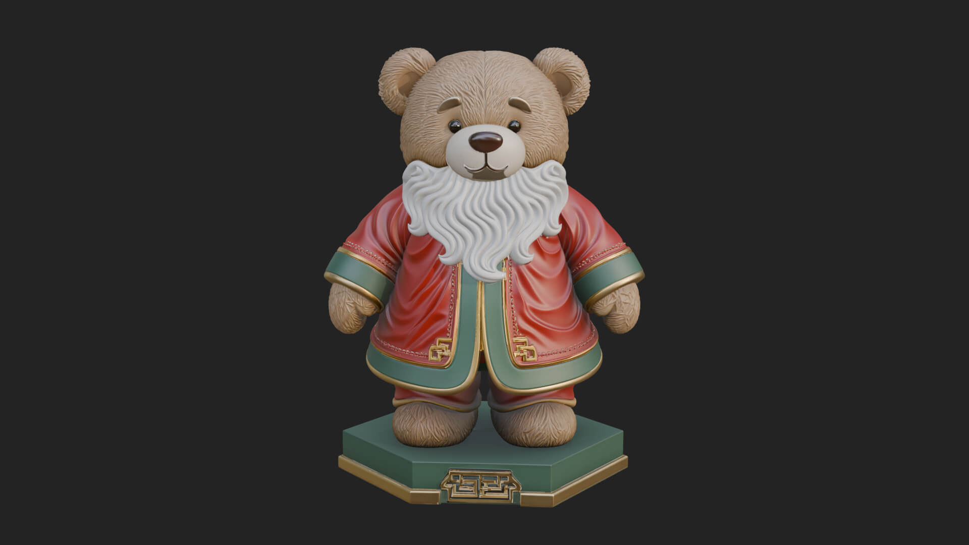 Santa Robe Teddy Bear Statue Design 2 3D Print Model 3D Model