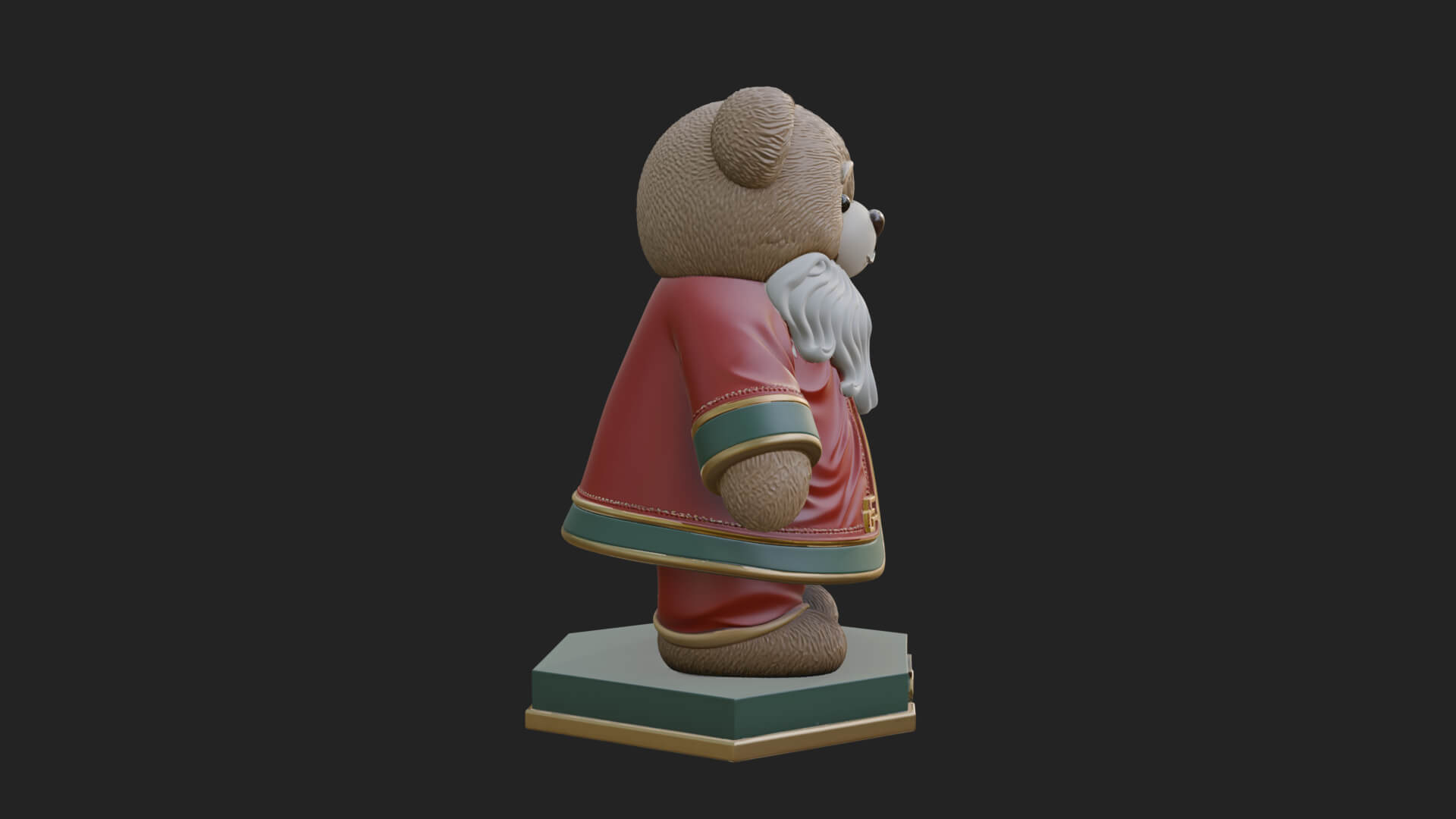 Santa Robe Teddy Bear Statue Design 2 3D Print Model 3D Model