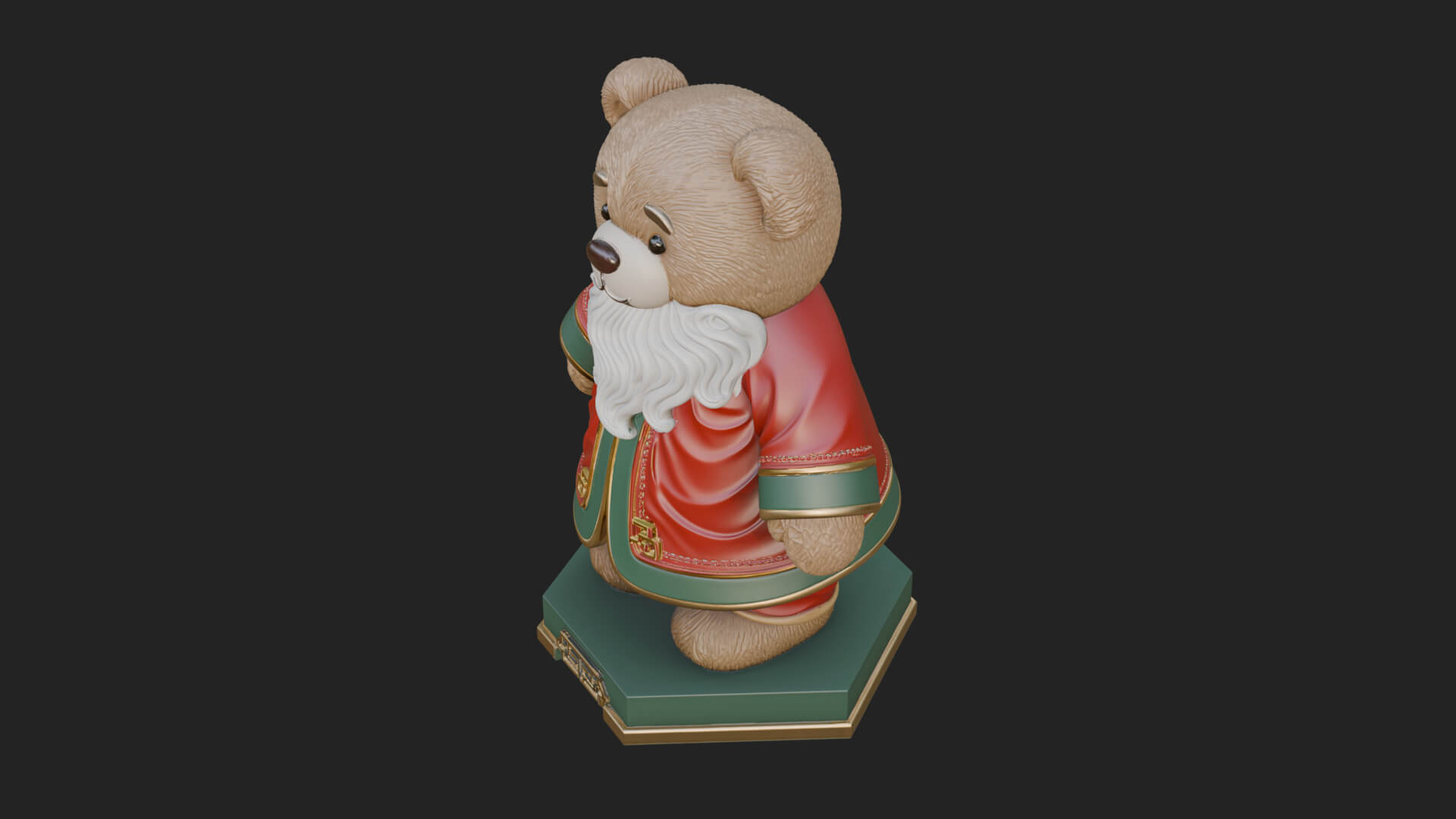 Santa Robe Teddy Bear Statue Design 2 3D Print Model 3D Model