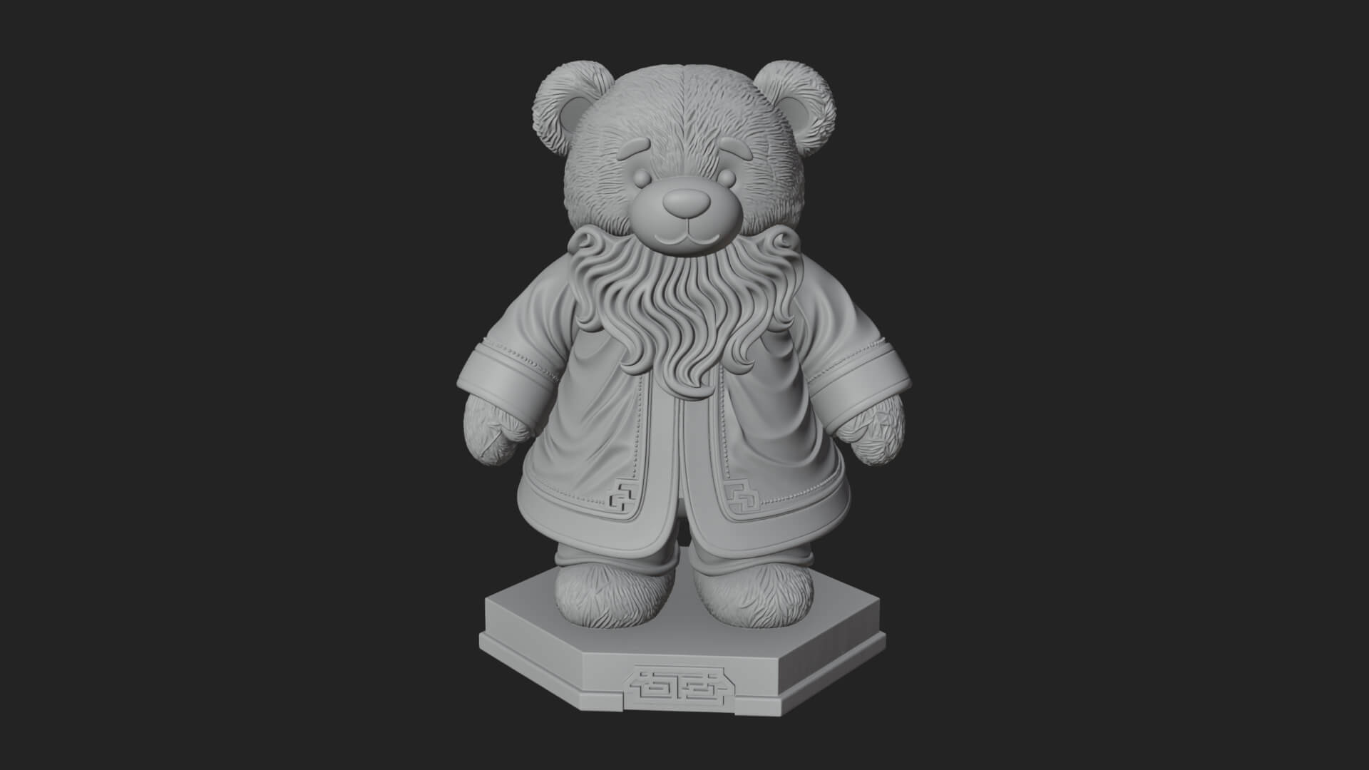 Santa Robe Teddy Bear Statue Design 2 3D Print Model 3D Model