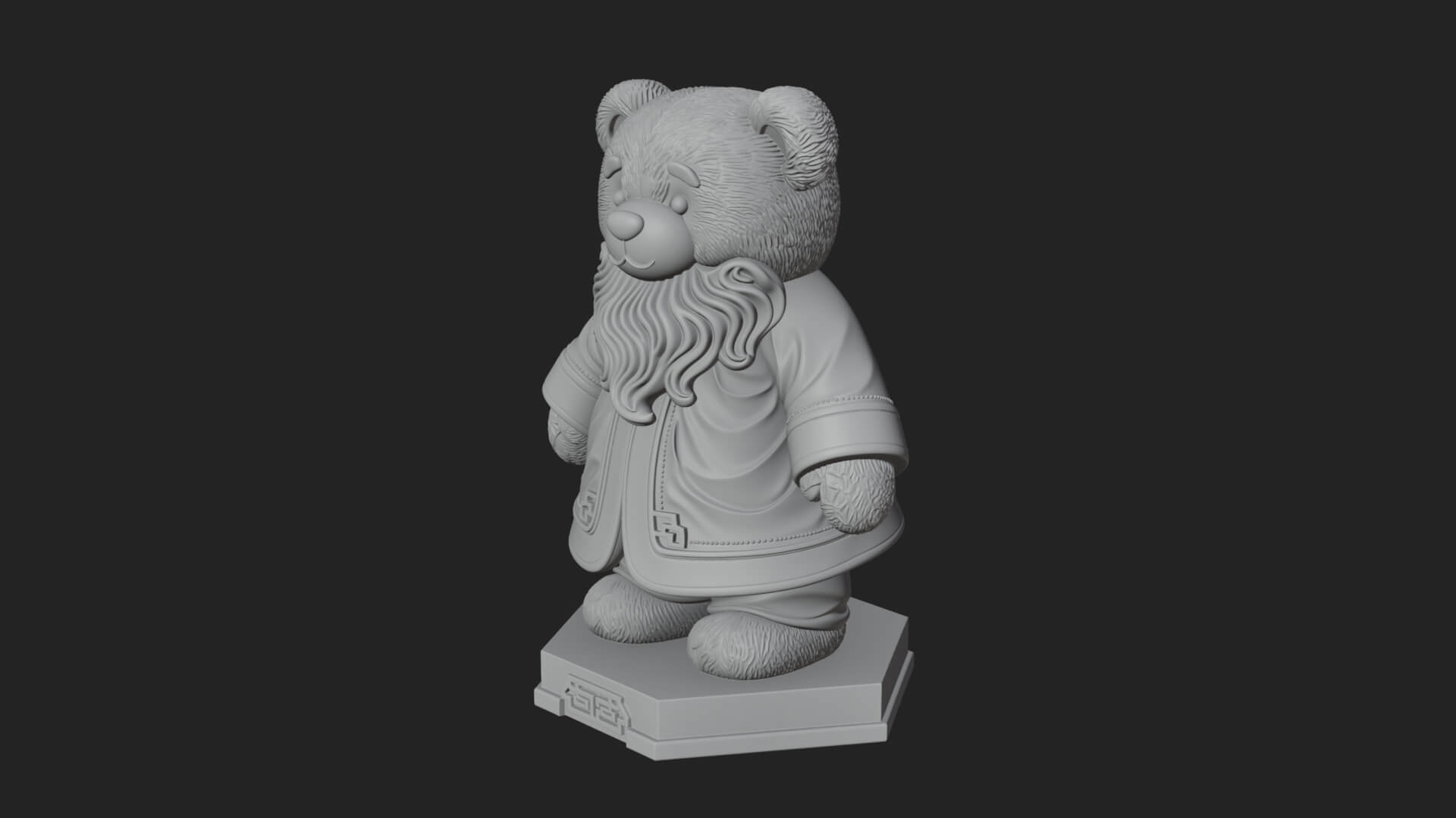 Santa Robe Teddy Bear Statue Design 2 3D Print Model 3D Model