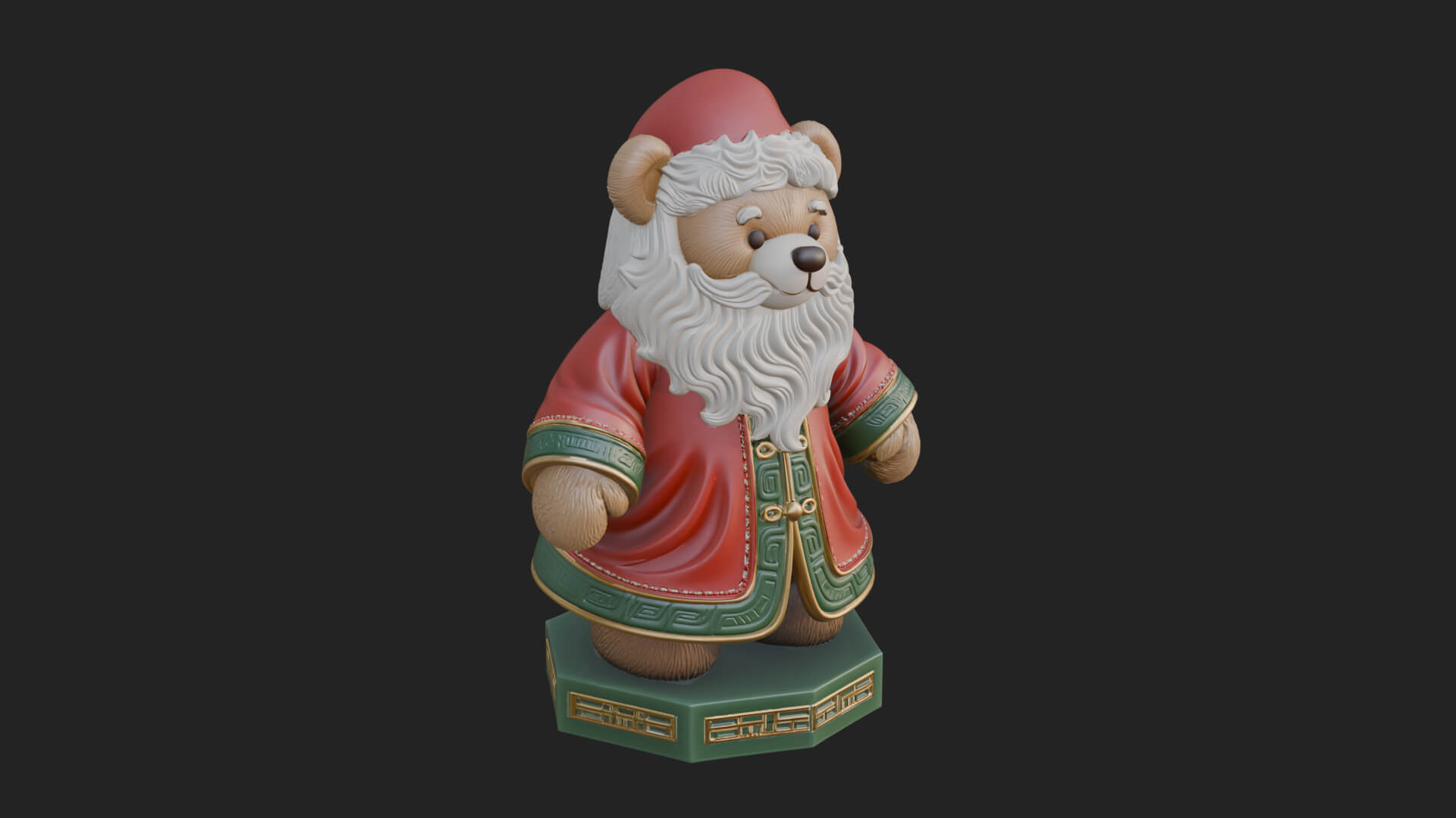 Santa Robe Teddy Bear Statue Design 3 3d Print Model 3D Model