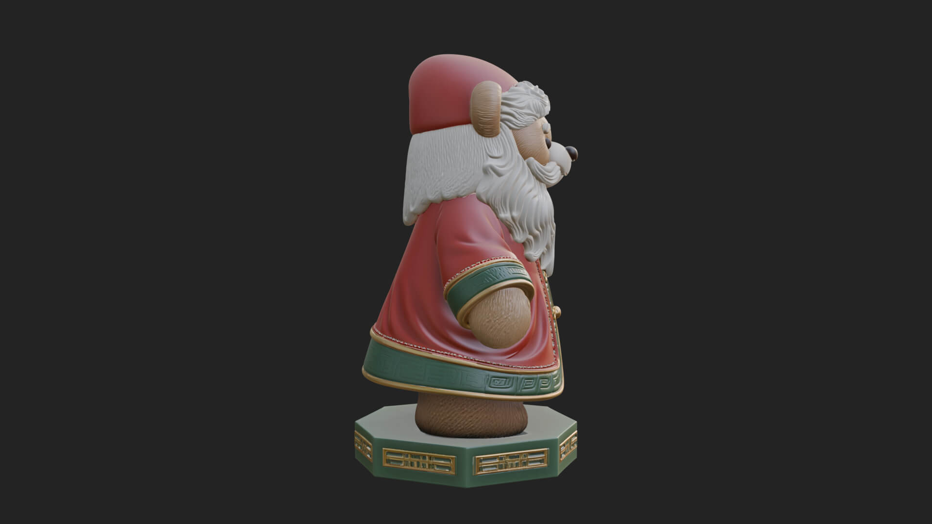 Santa Robe Teddy Bear Statue Design 3 3d Print Model 3D Model