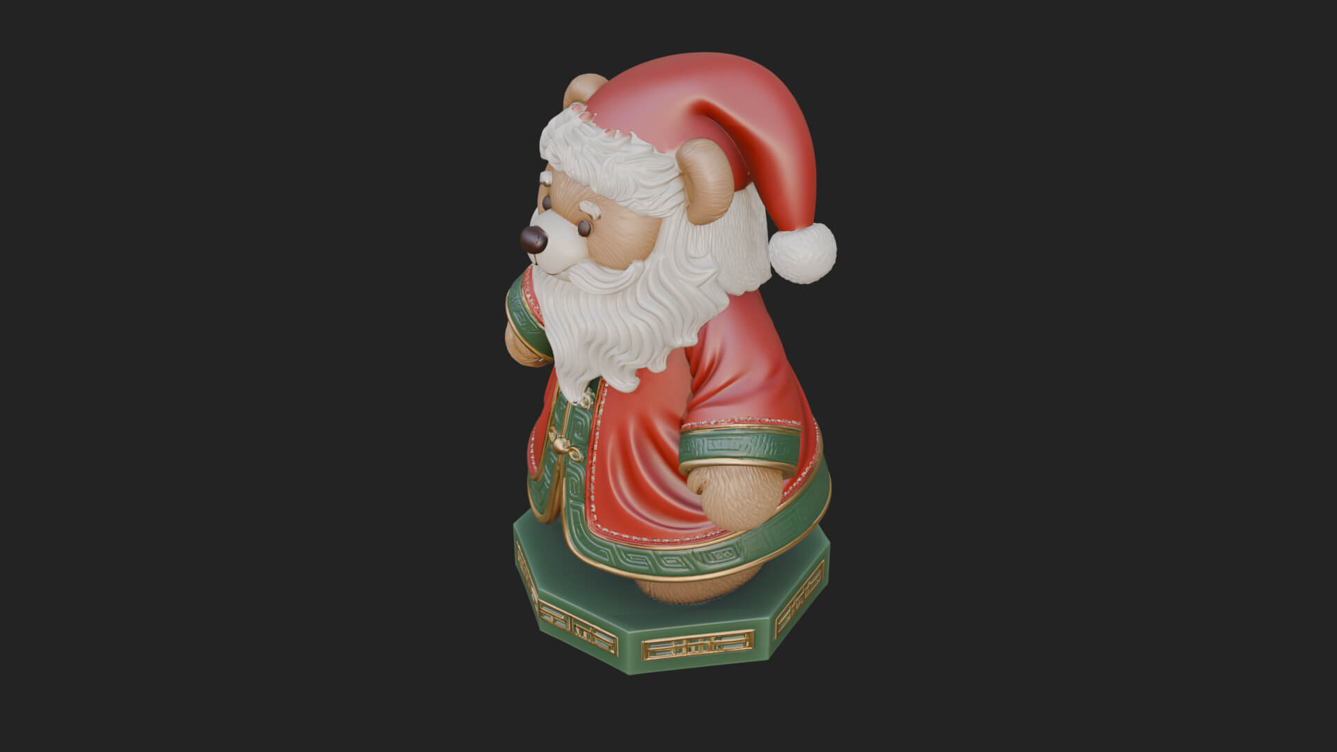 Santa Robe Teddy Bear Statue Design 3 3d Print Model 3D Model