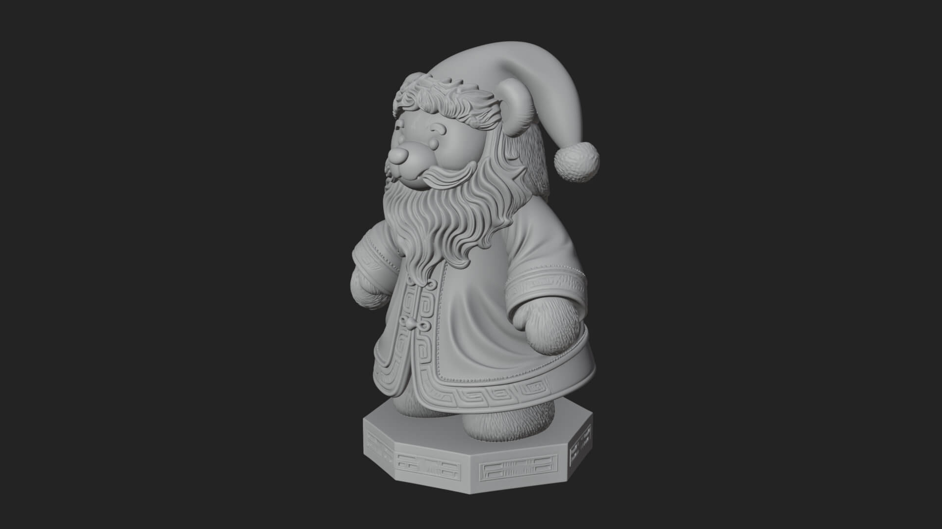 Santa Robe Teddy Bear Statue Design 3 3d Print Model 3D Model