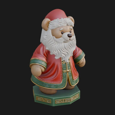 Santa Robe Teddy Bear Statue Design 3 3d Print Model