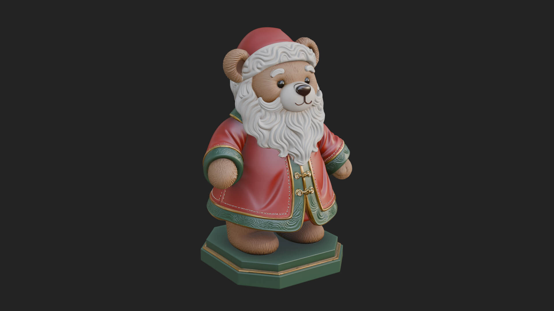 Santa Robe Teddy Bear Statue Design 4 3D Print Model 3D Model
