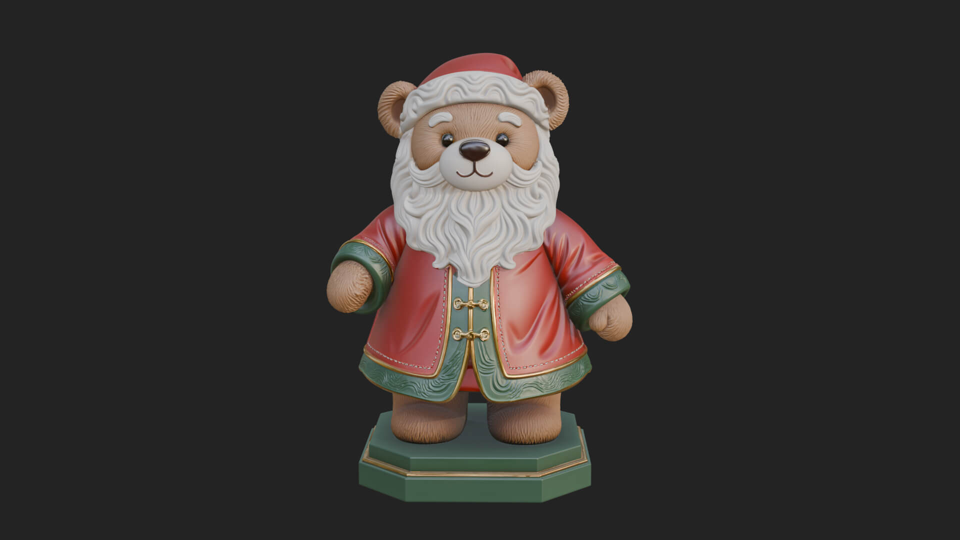 Santa Robe Teddy Bear Statue Design 4 3D Print Model 3D Model
