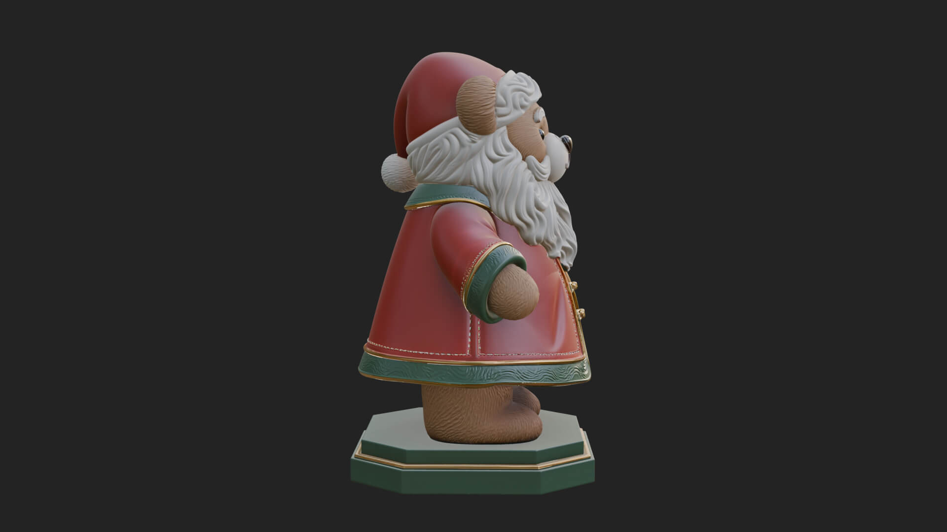 Santa Robe Teddy Bear Statue Design 4 3D Print Model 3D Model