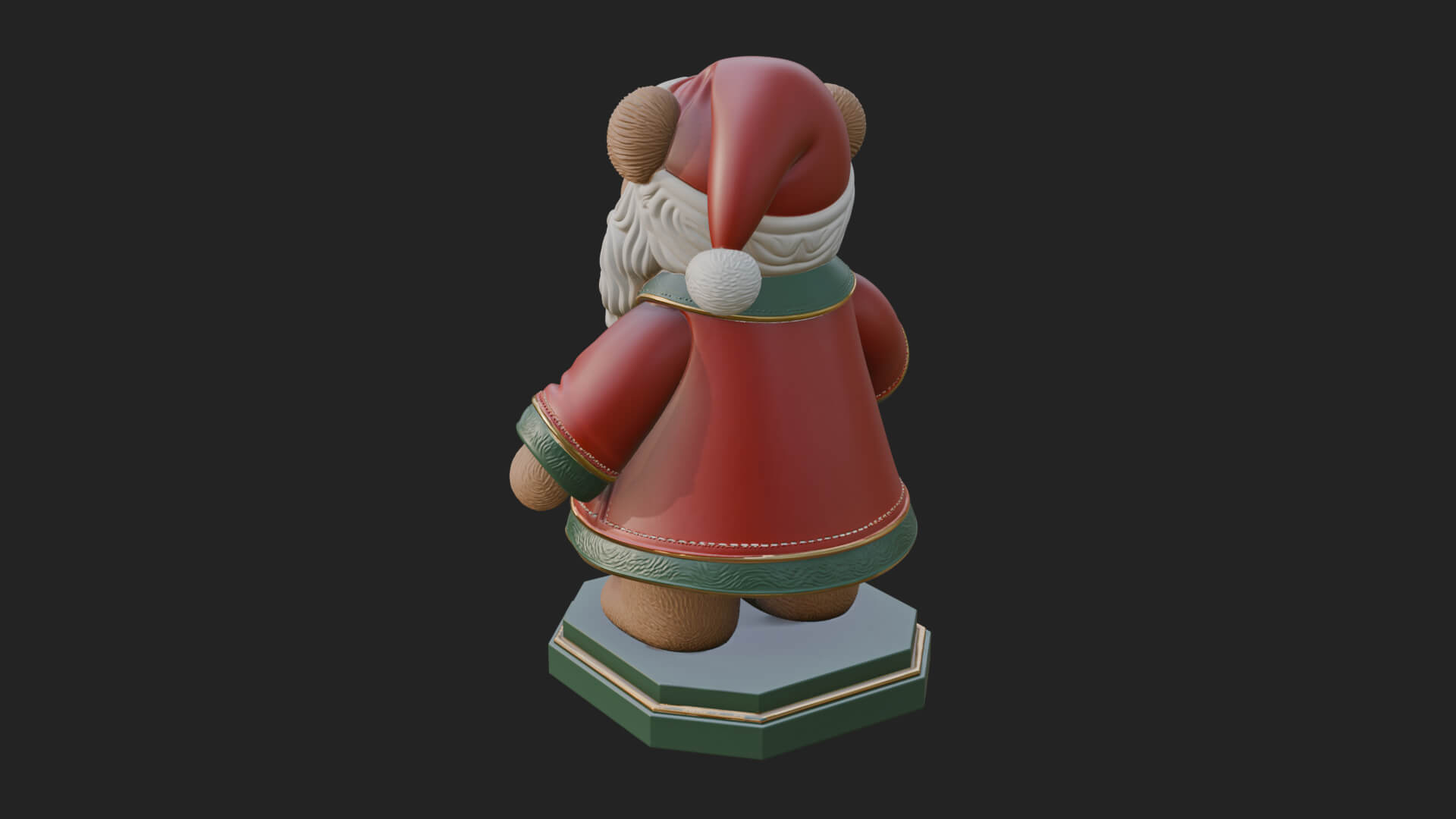 Santa Robe Teddy Bear Statue Design 4 3D Print Model 3D Model