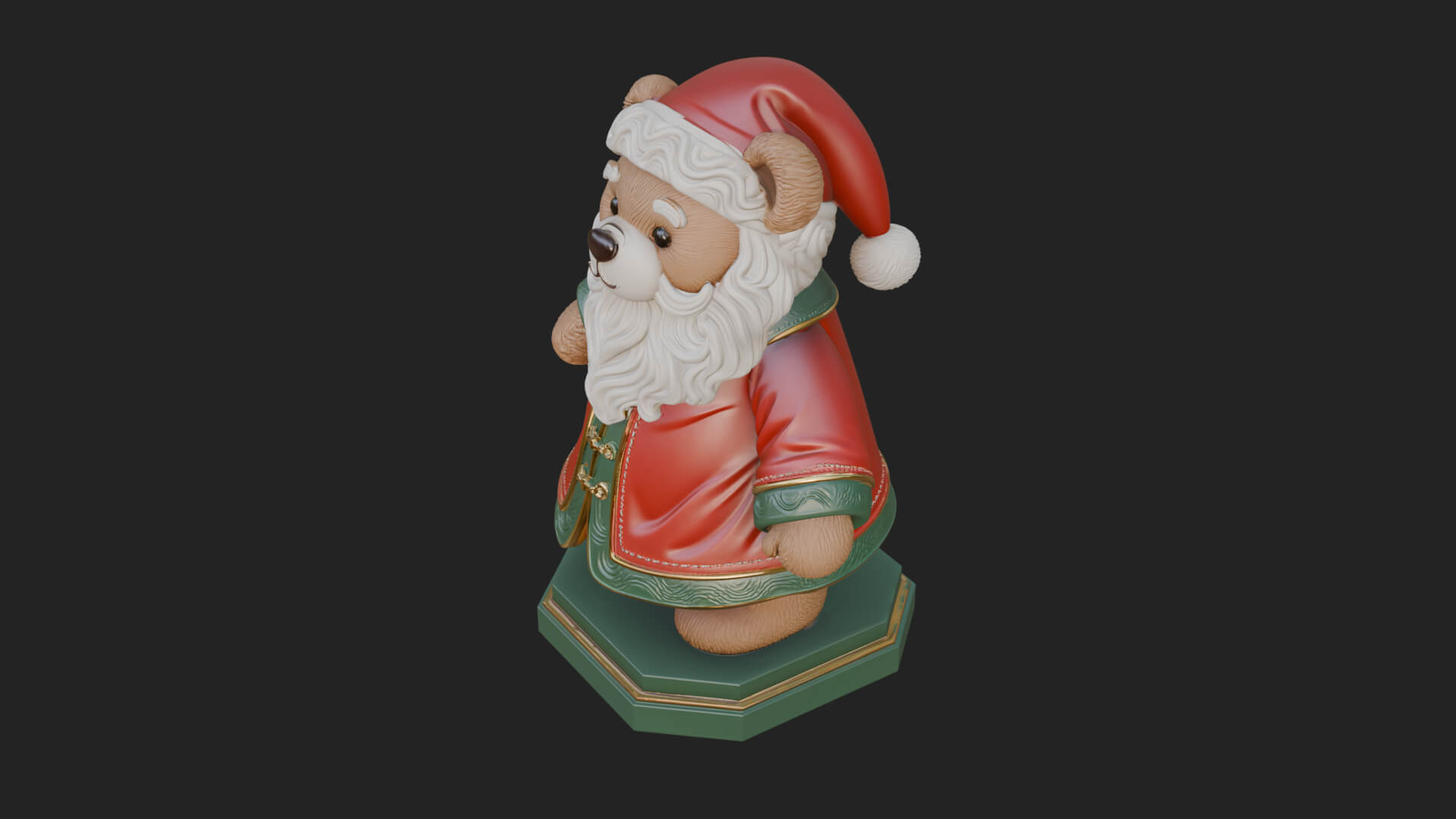 Santa Robe Teddy Bear Statue Design 4 3D Print Model 3D Model