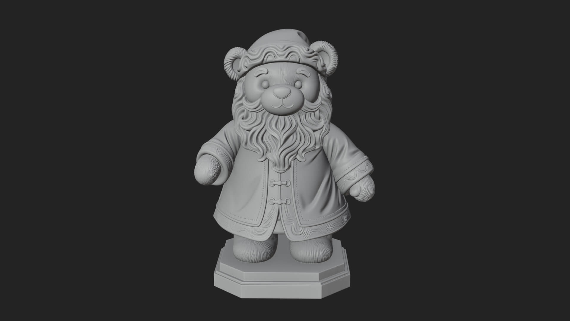 Santa Robe Teddy Bear Statue Design 4 3D Print Model 3D Model