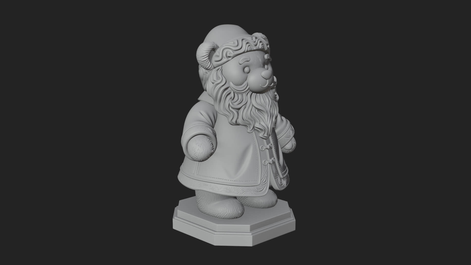 Santa Robe Teddy Bear Statue Design 4 3D Print Model 3D Model