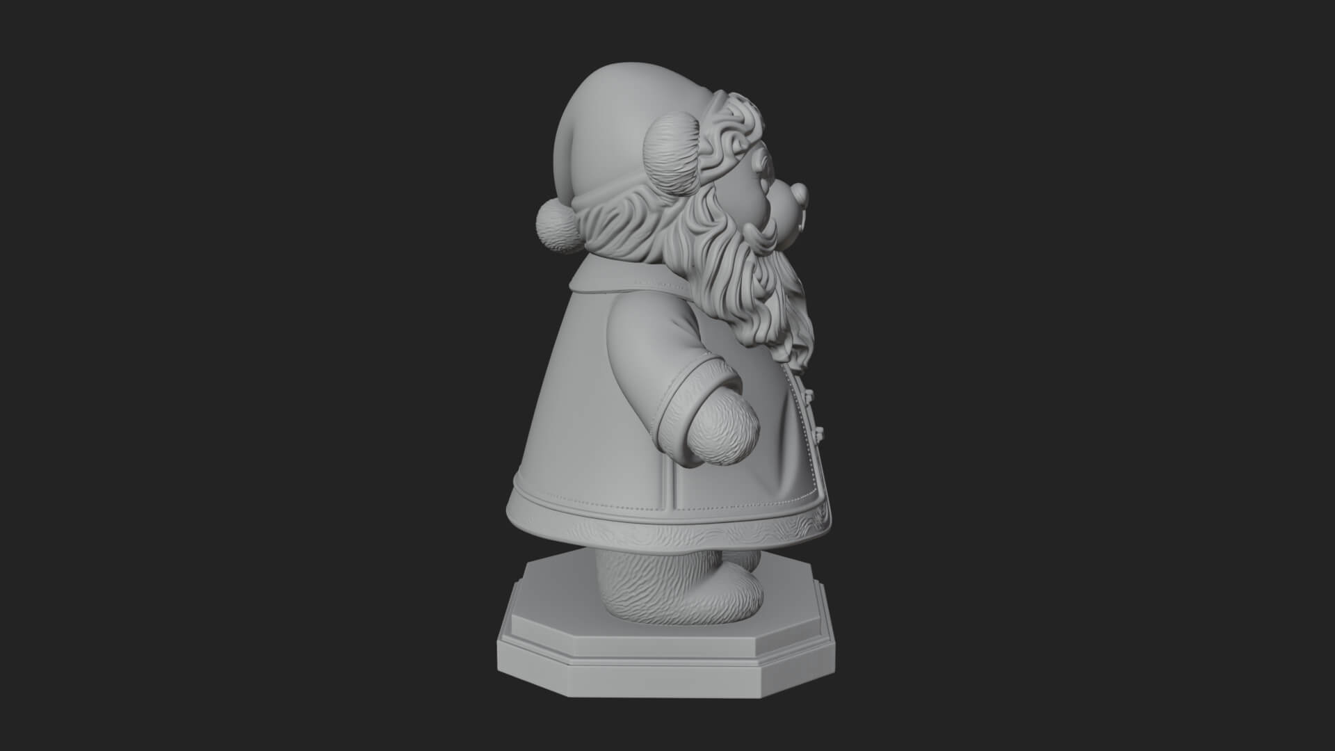 Santa Robe Teddy Bear Statue Design 4 3D Print Model 3D Model