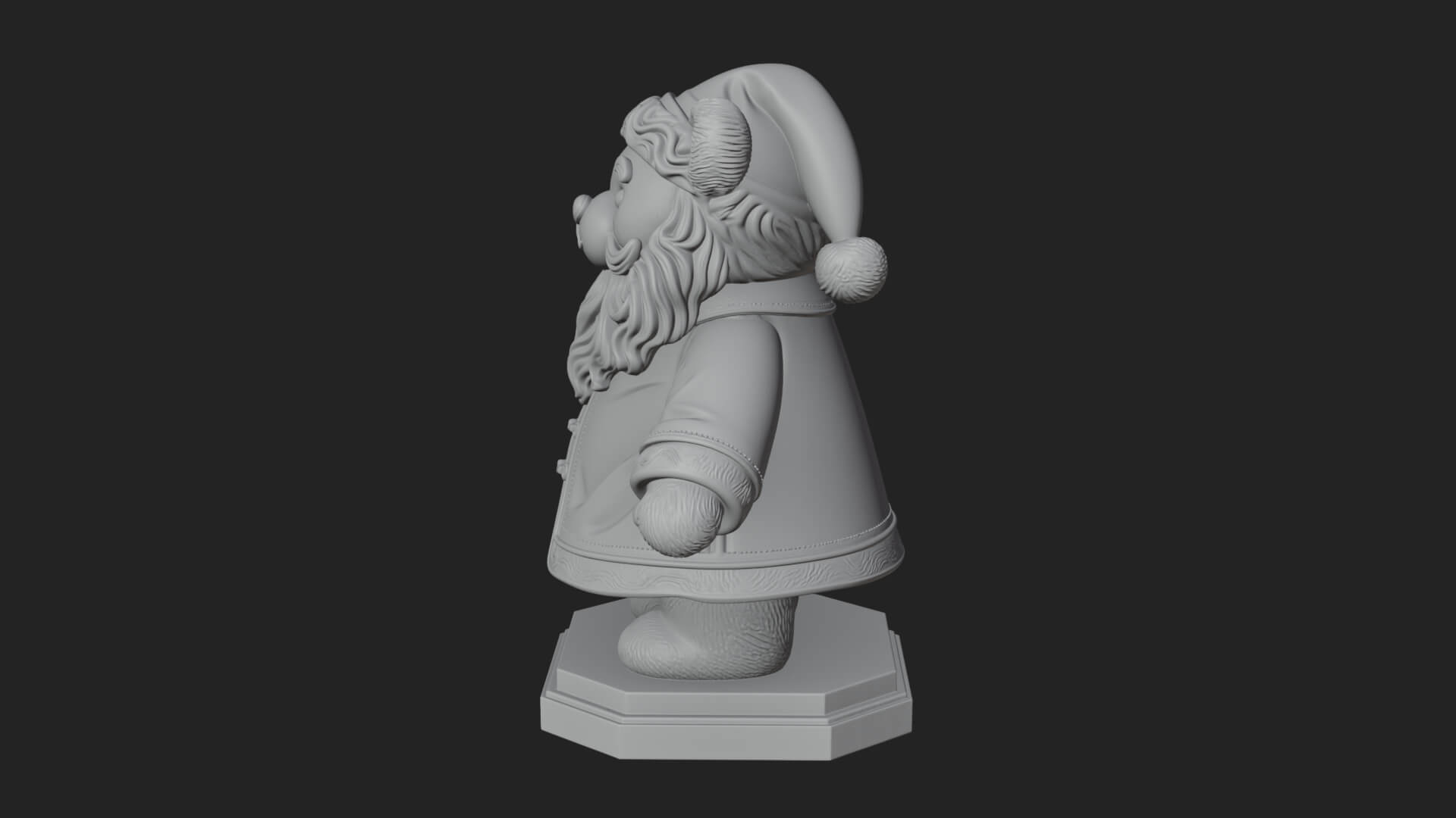 Santa Robe Teddy Bear Statue Design 4 3D Print Model 3D Model