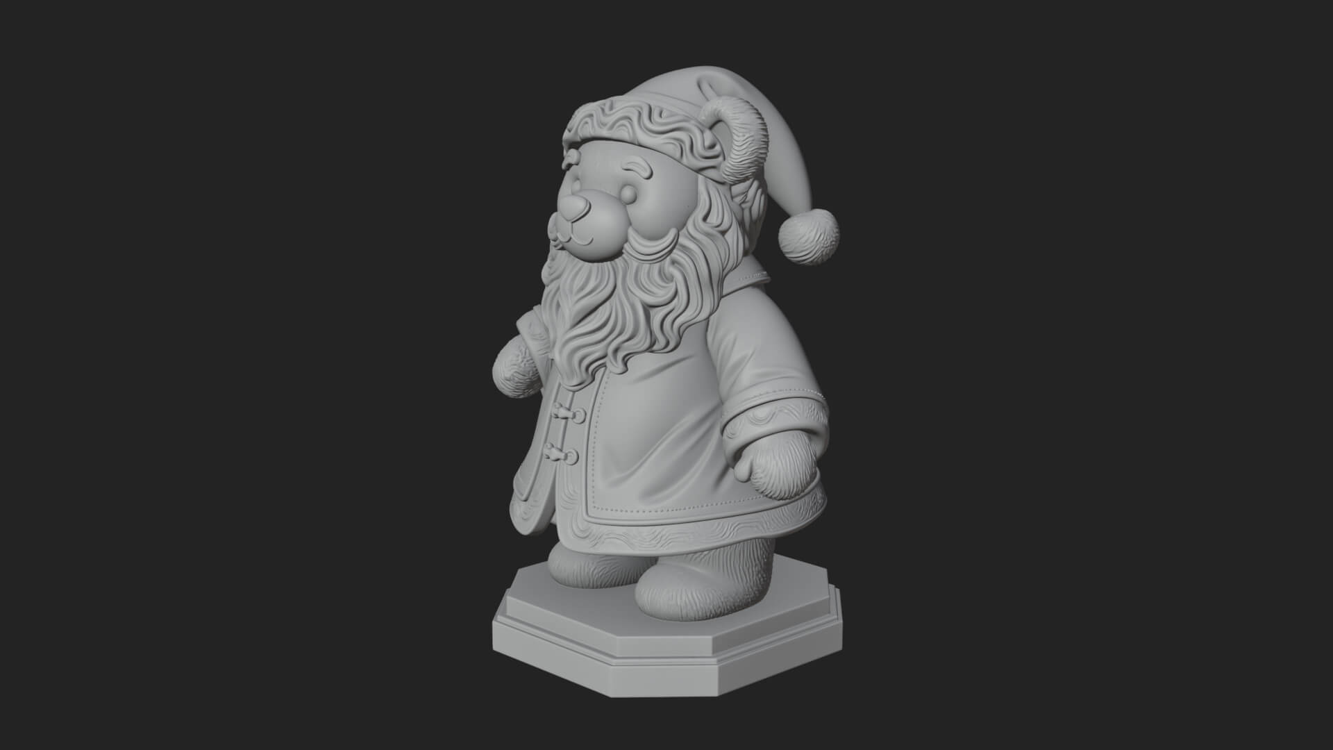Santa Robe Teddy Bear Statue Design 4 3D Print Model 3D Model