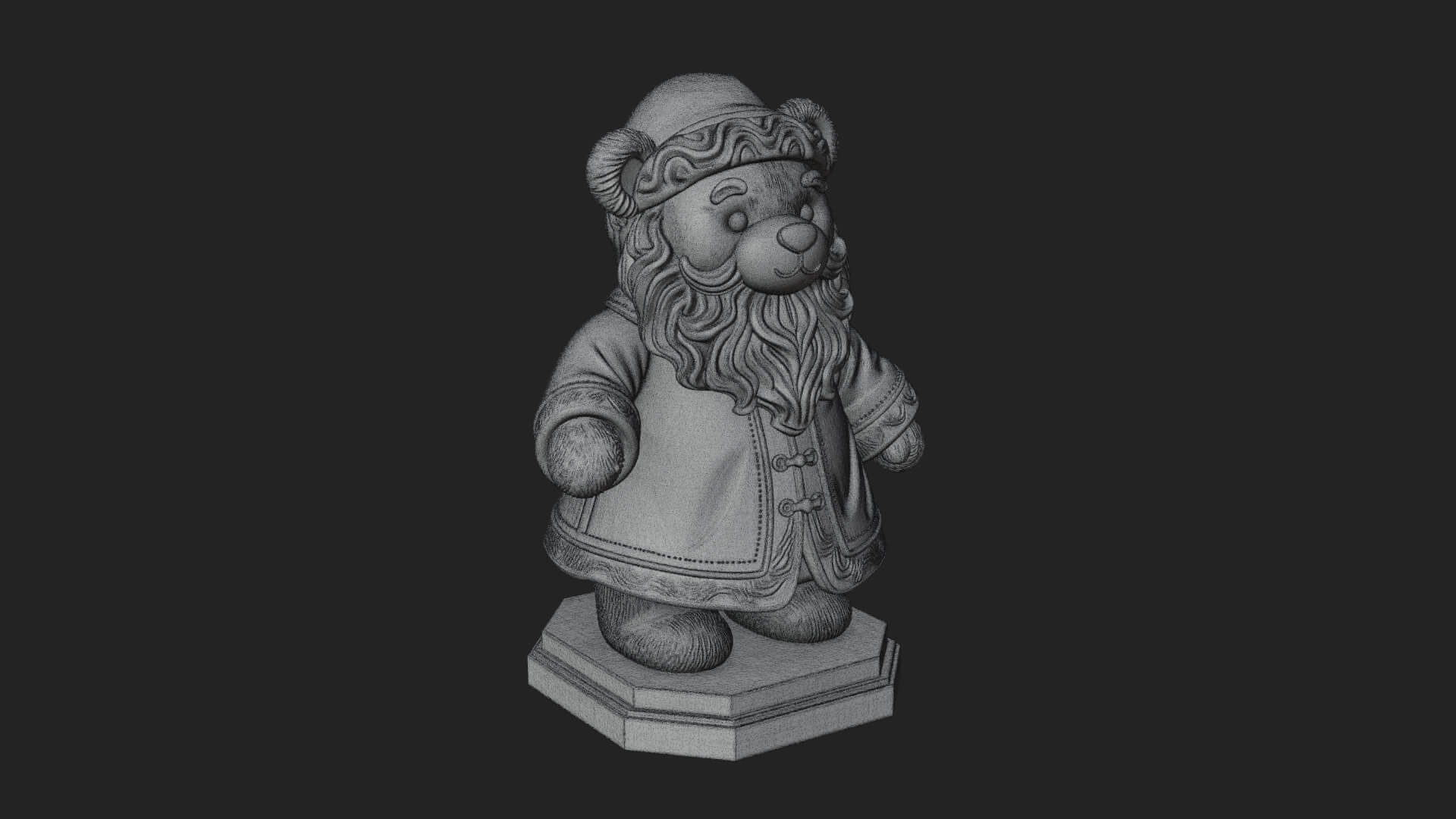 Santa Robe Teddy Bear Statue Design 4 3D Print Model 3D Model
