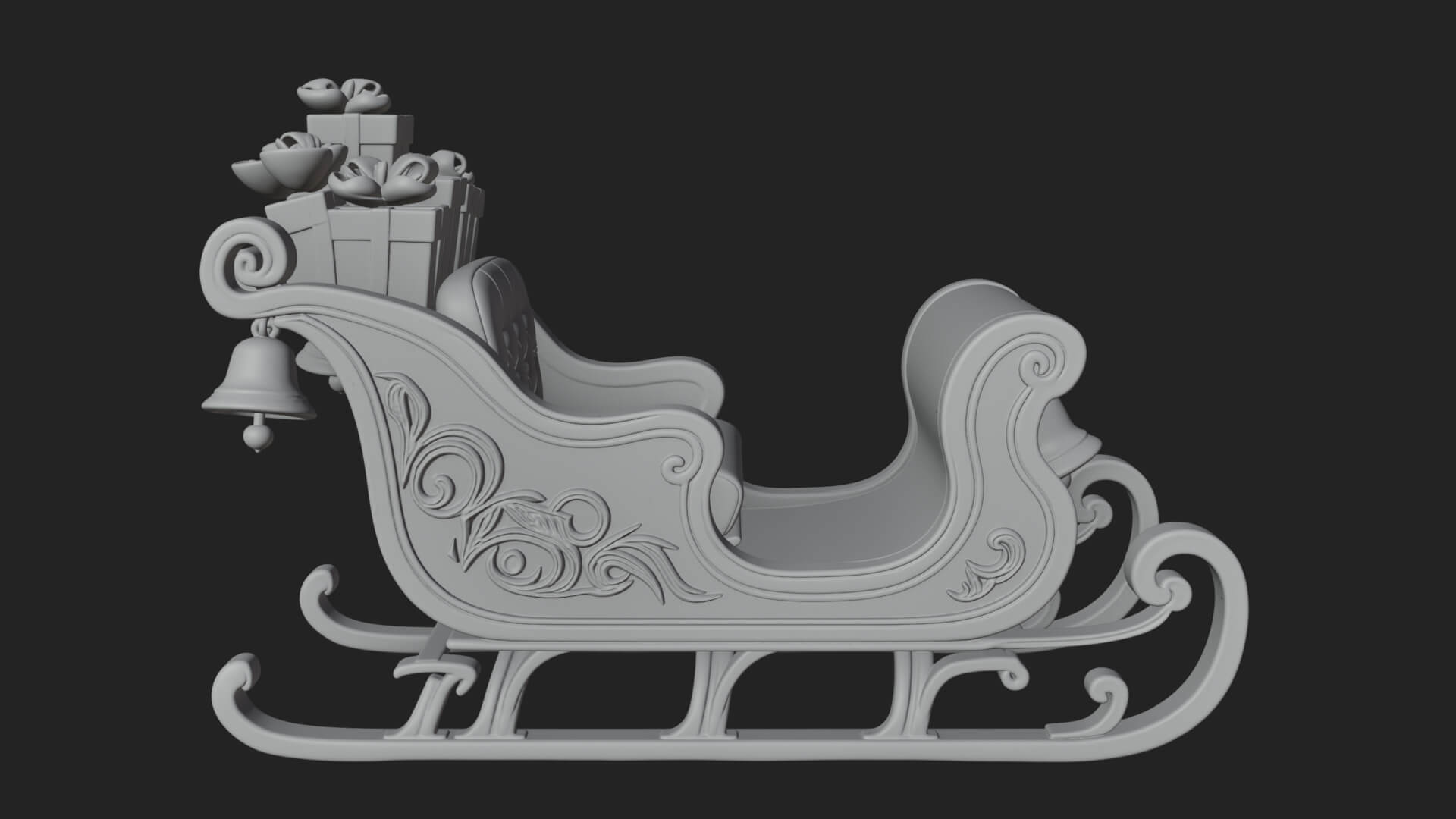 Santa Sleigh with Gifts Model Design 1 3D Print Model 3D Model