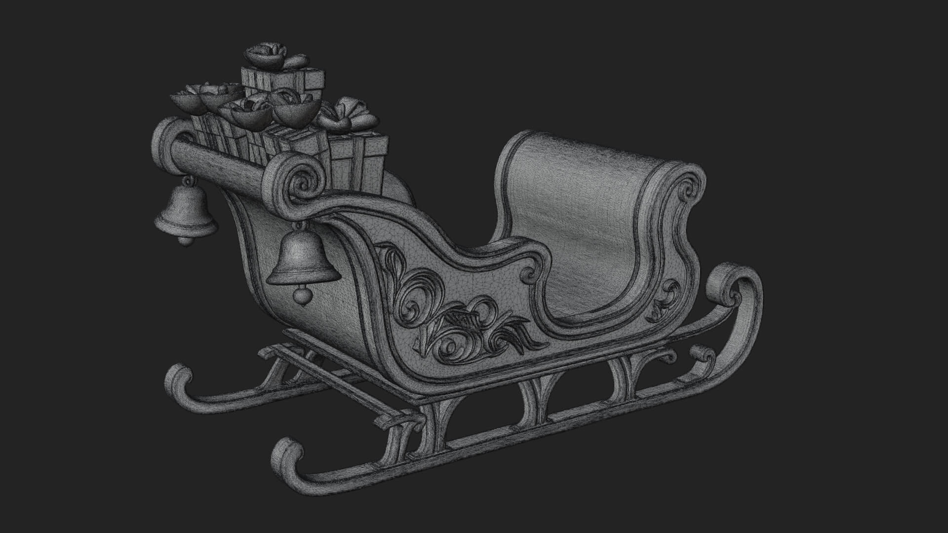 Santa Sleigh with Gifts Model Design 1 3D Print Model 3D Model