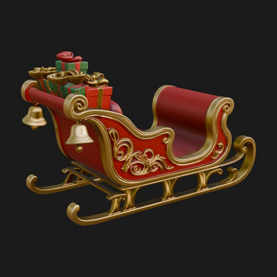 Santa Sleigh with Gifts Model Design 1 3D Print Model