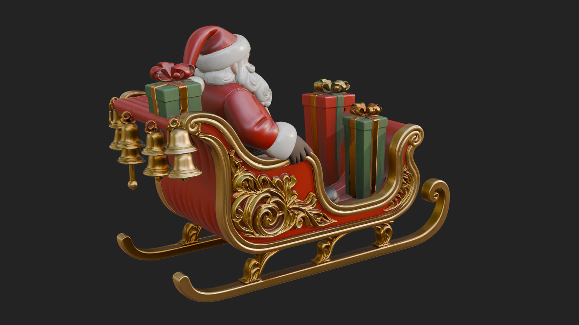 Santa Sleigh with Gifts Model Design 2 3D Print Model 3D Model