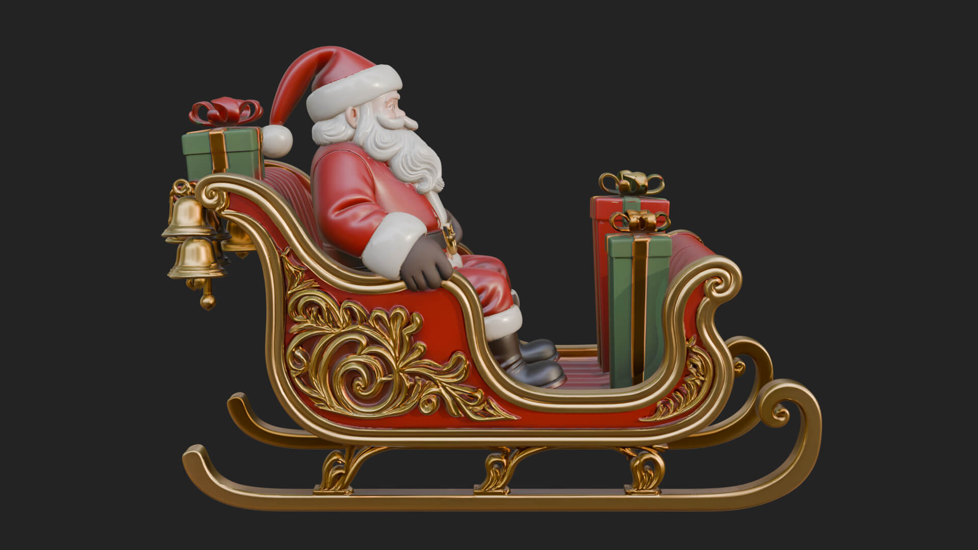 Santa Sleigh with Gifts Model Design 2 3D Print Model 3D Model