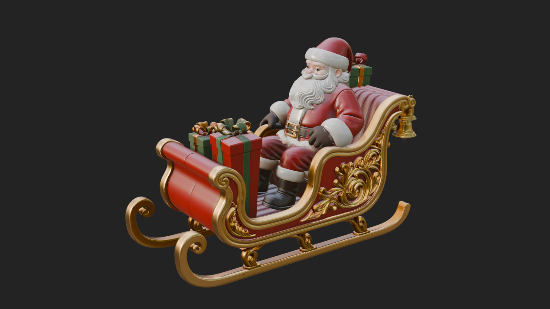 Santa Sleigh with Gifts Model Design 2 3D Print Model 3D Model