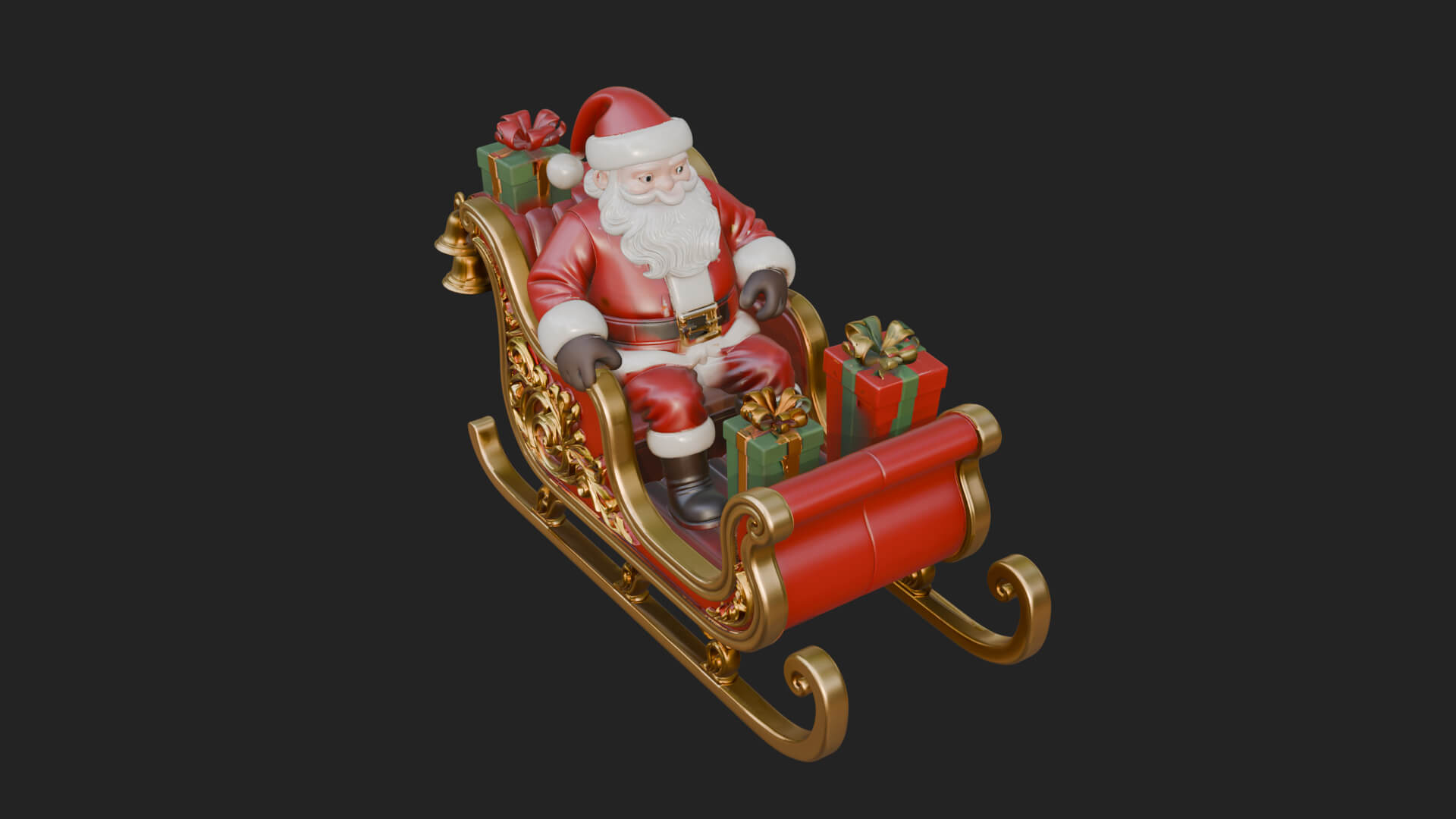 Santa Sleigh with Gifts Model Design 2 3D Print Model 3D Model