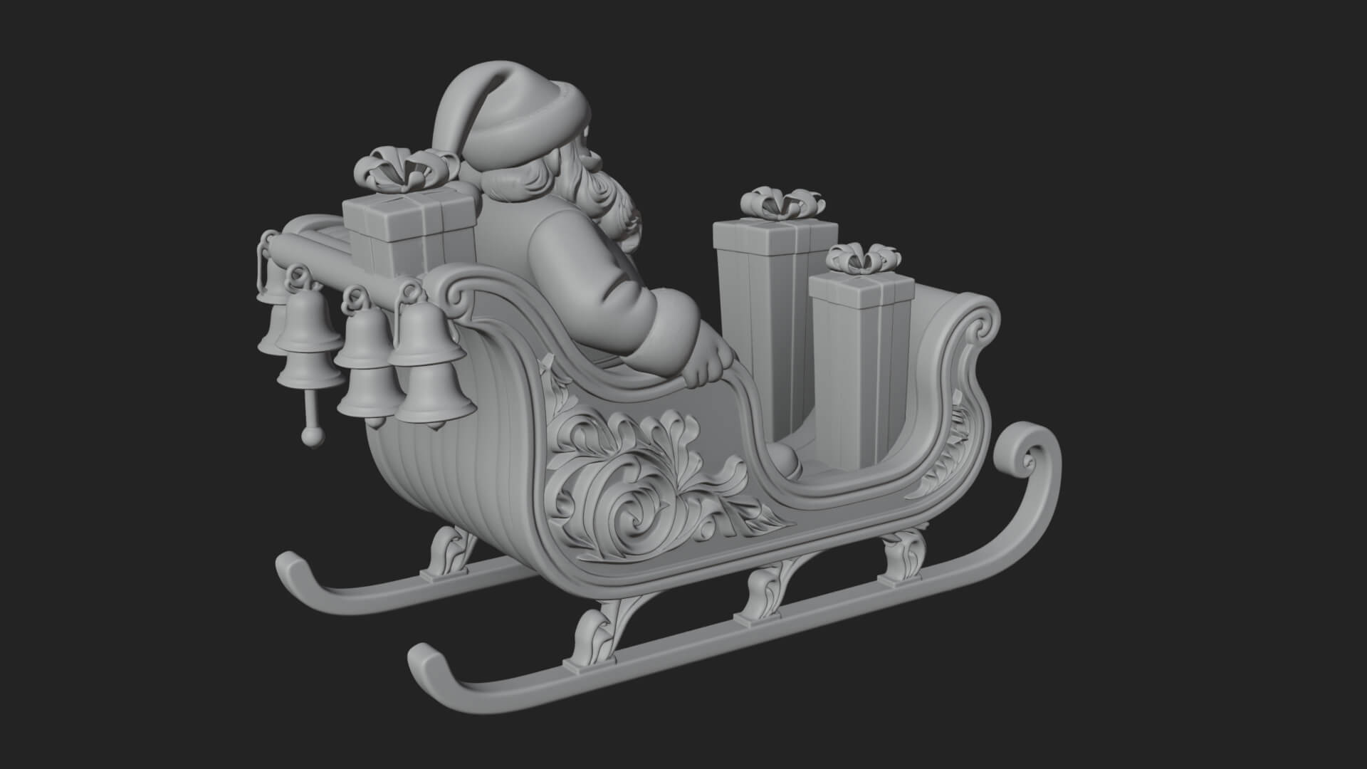 Santa Sleigh with Gifts Model Design 2 3D Print Model 3D Model
