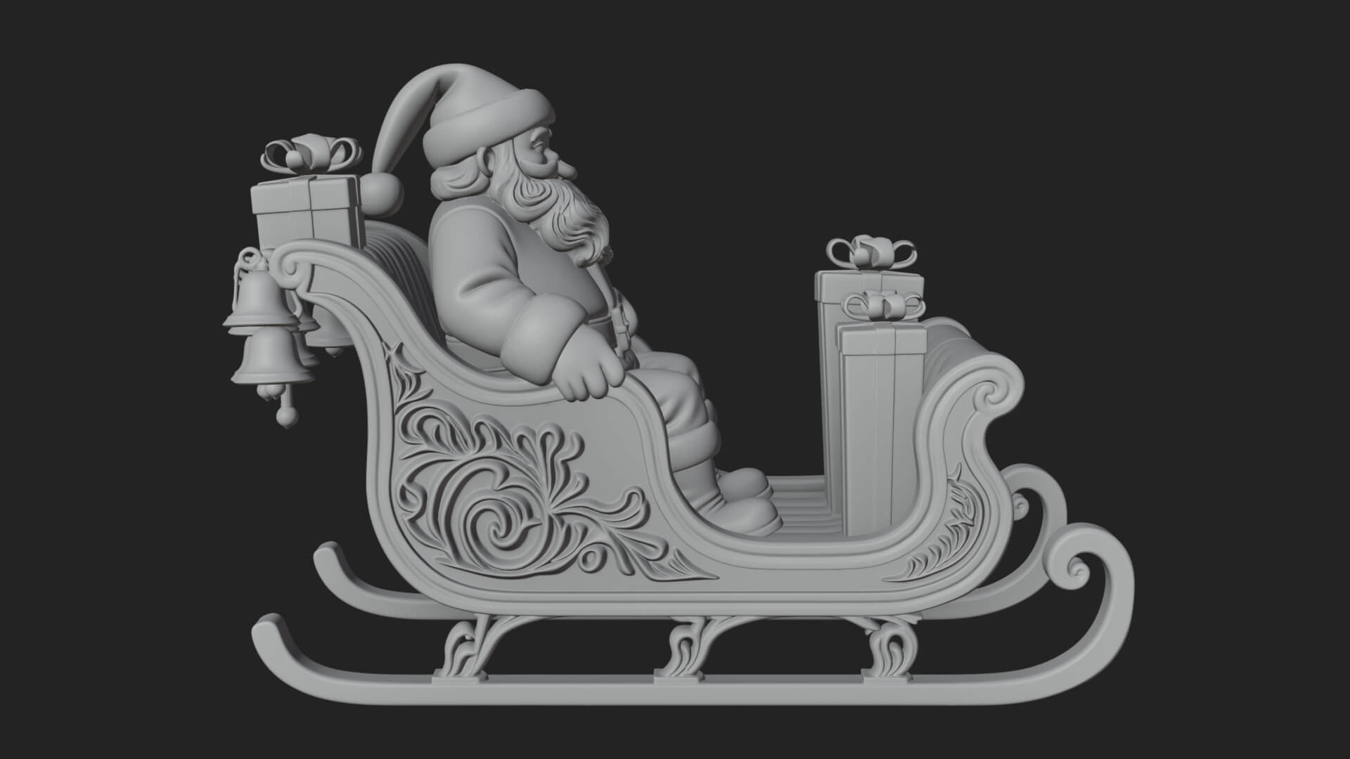 Santa Sleigh with Gifts Model Design 2 3D Print Model 3D Model