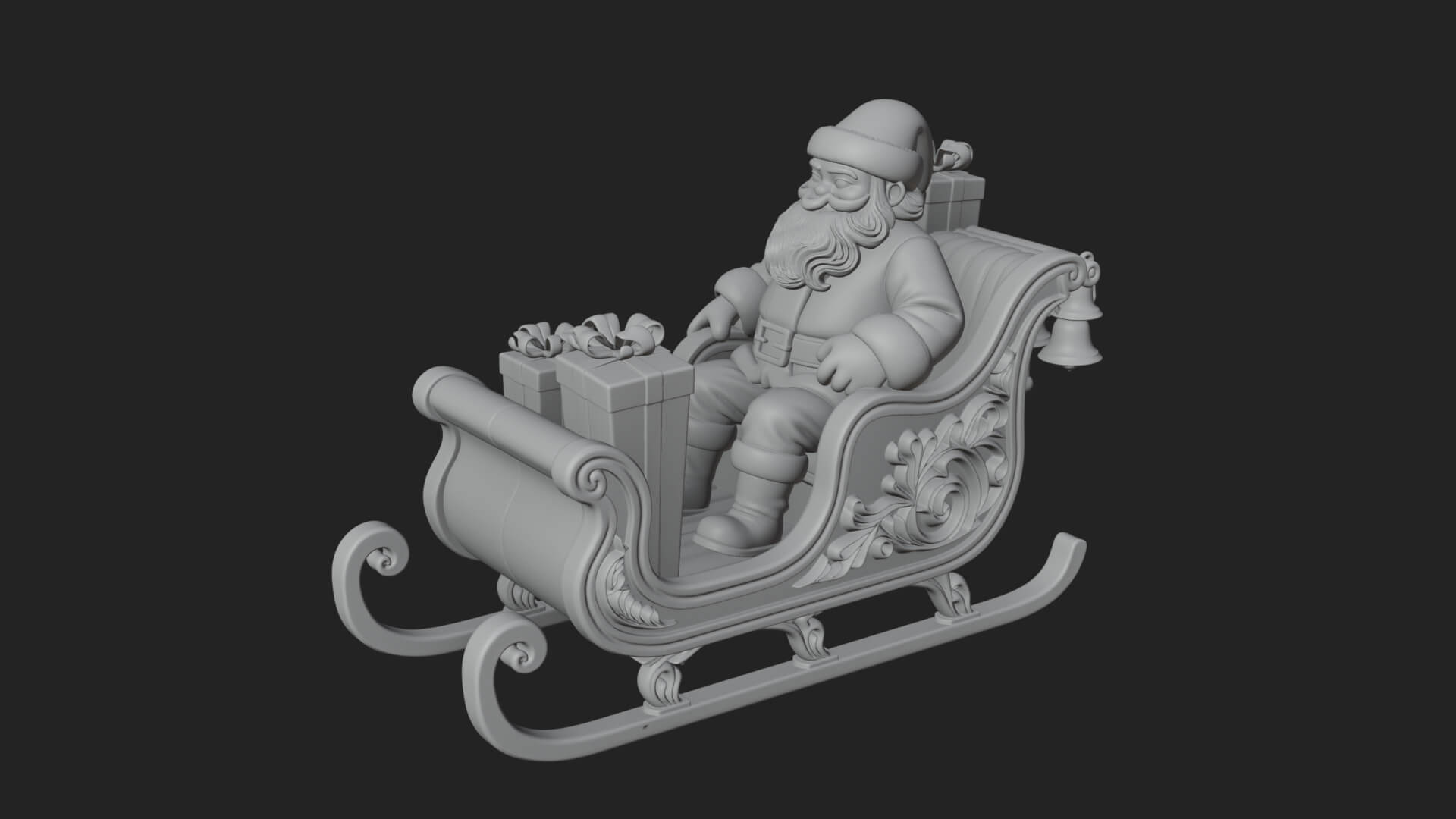 Santa Sleigh with Gifts Model Design 2 3D Print Model 3D Model
