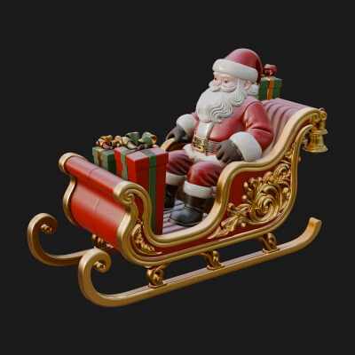 Santa Sleigh with Gifts Model Design 2 3D Print Model