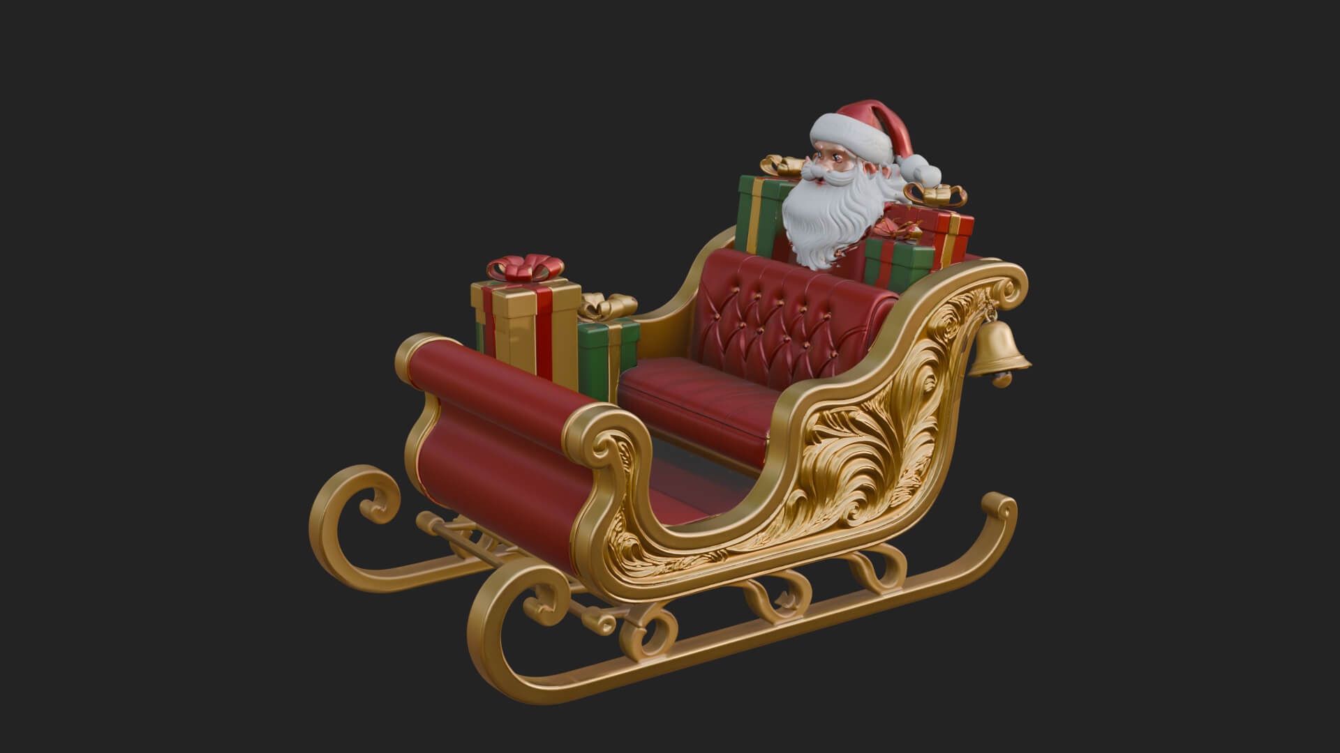 Santa Sleigh with Gifts Model Design 3 3D Print Model 3D Model