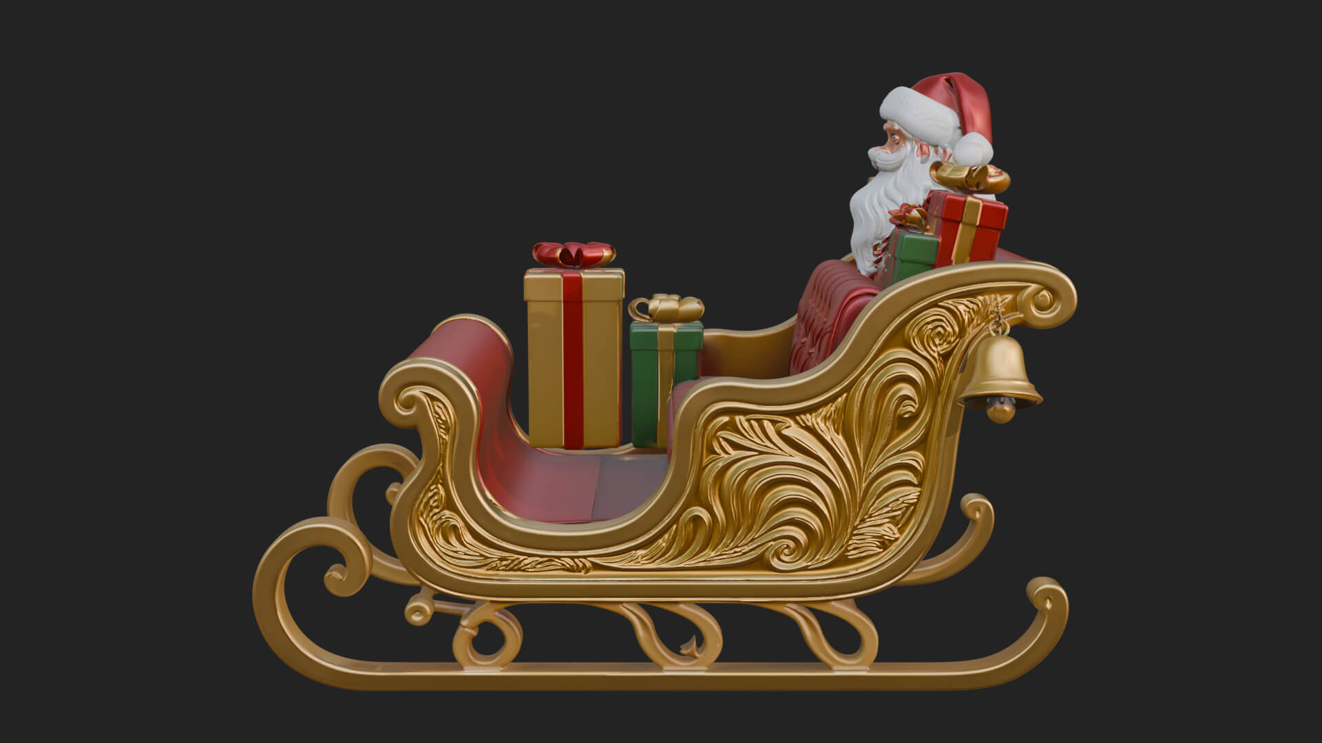 Santa Sleigh with Gifts Model Design 3 3D Print Model 3D Model