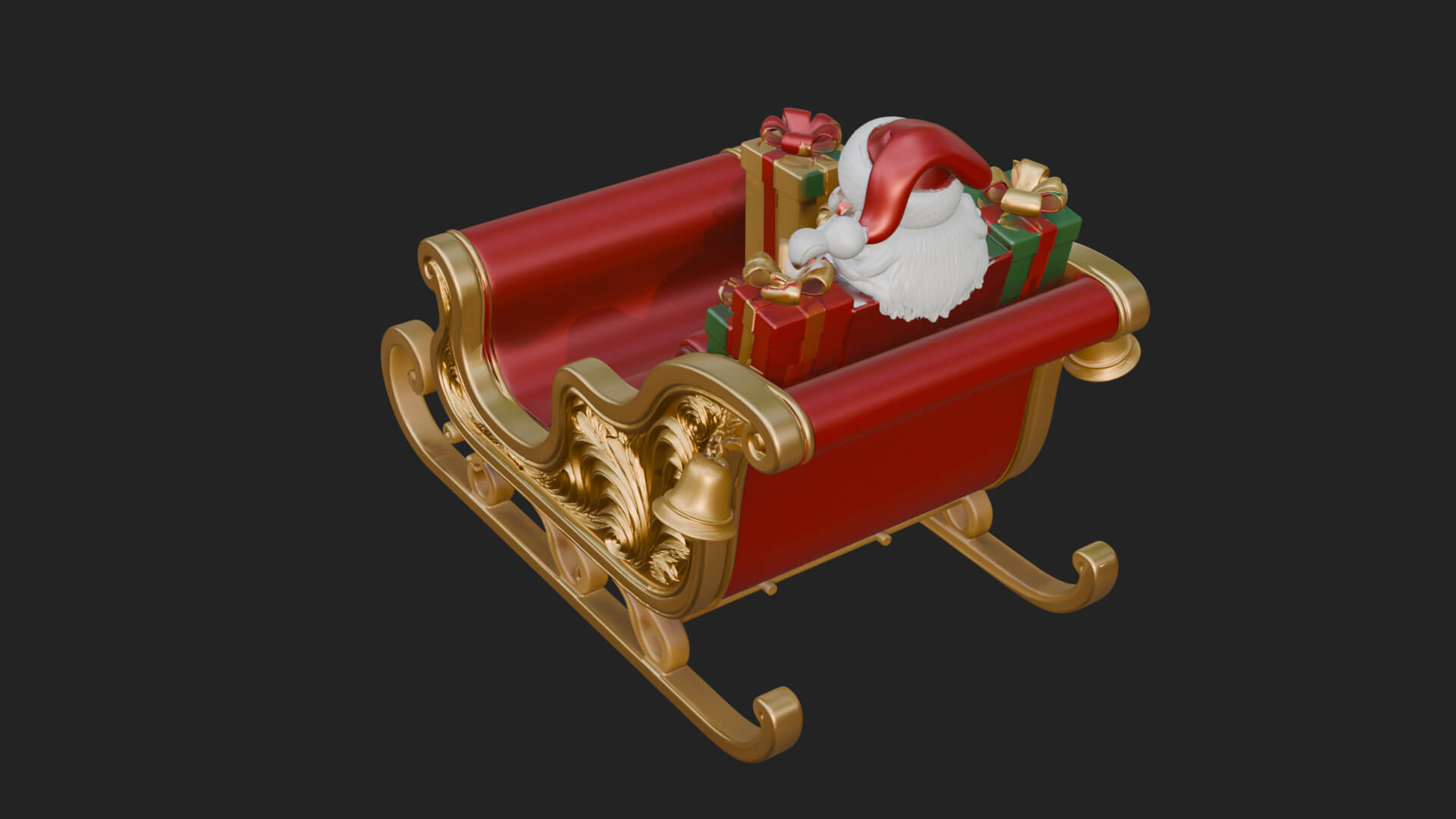 Santa Sleigh with Gifts Model Design 3 3D Print Model 3D Model