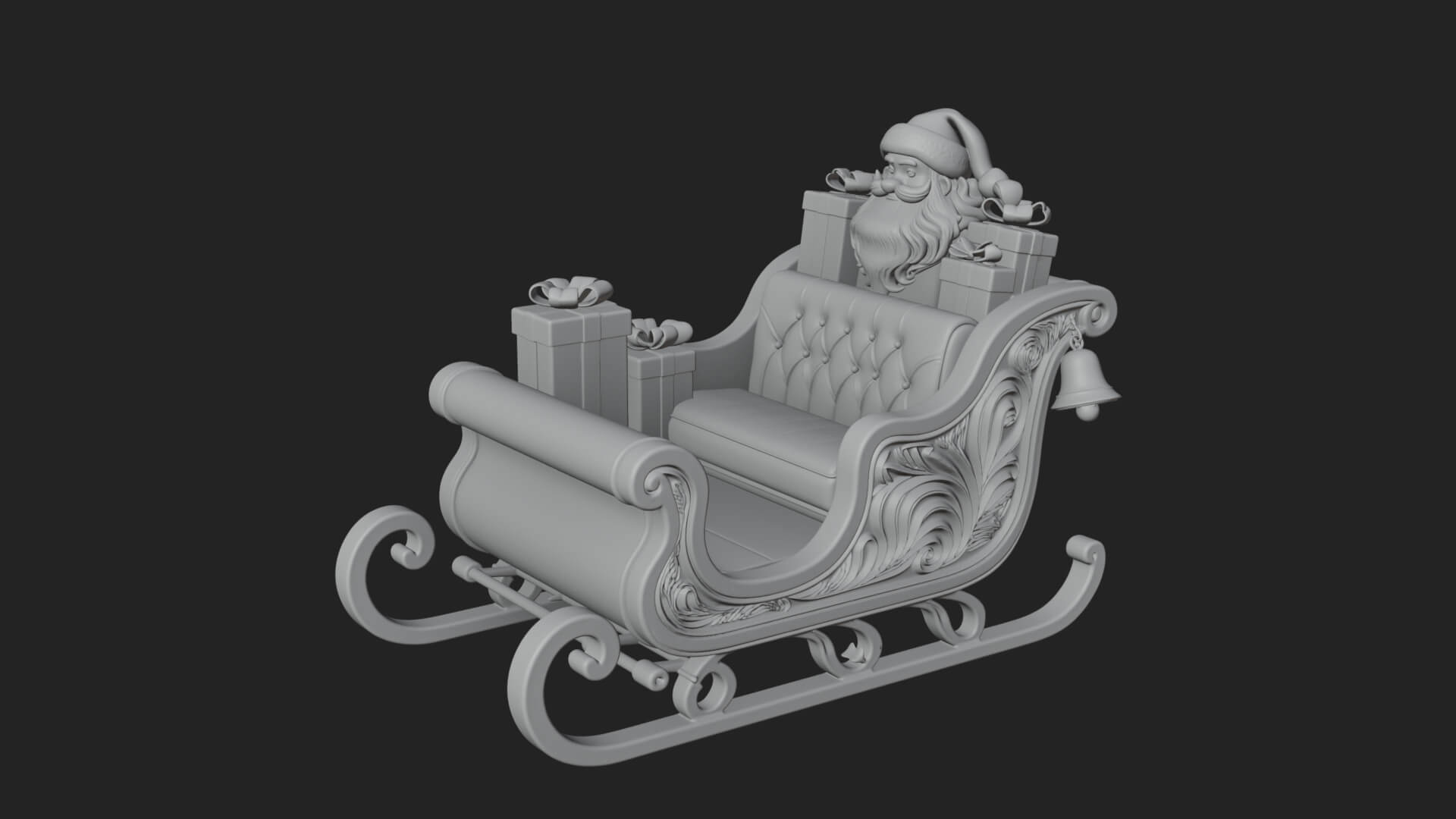 Santa Sleigh with Gifts Model Design 3 3D Print Model 3D Model