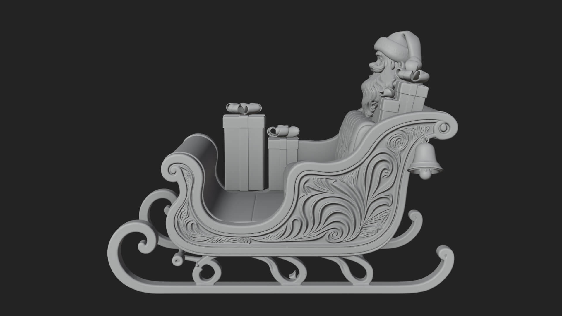 Santa Sleigh with Gifts Model Design 3 3D Print Model 3D Model