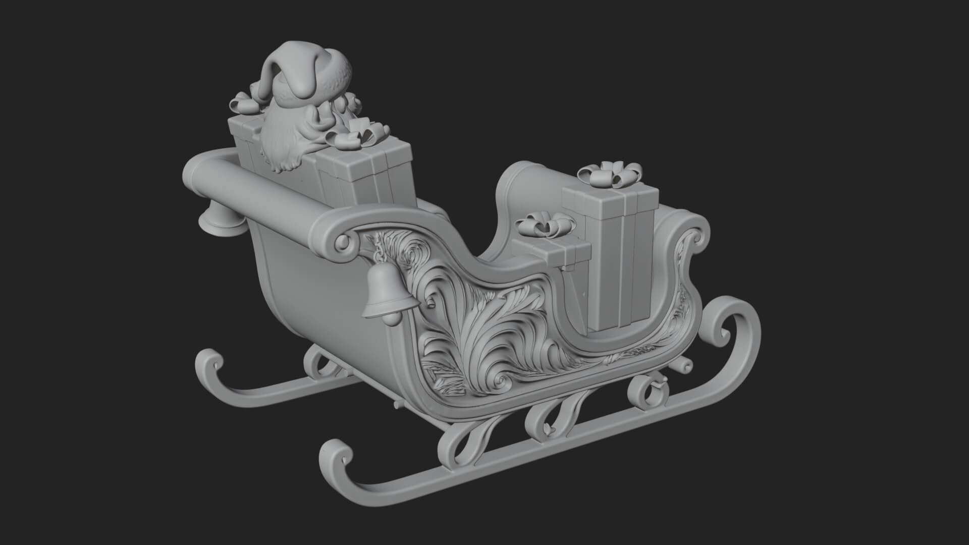 Santa Sleigh with Gifts Model Design 3 3D Print Model 3D Model