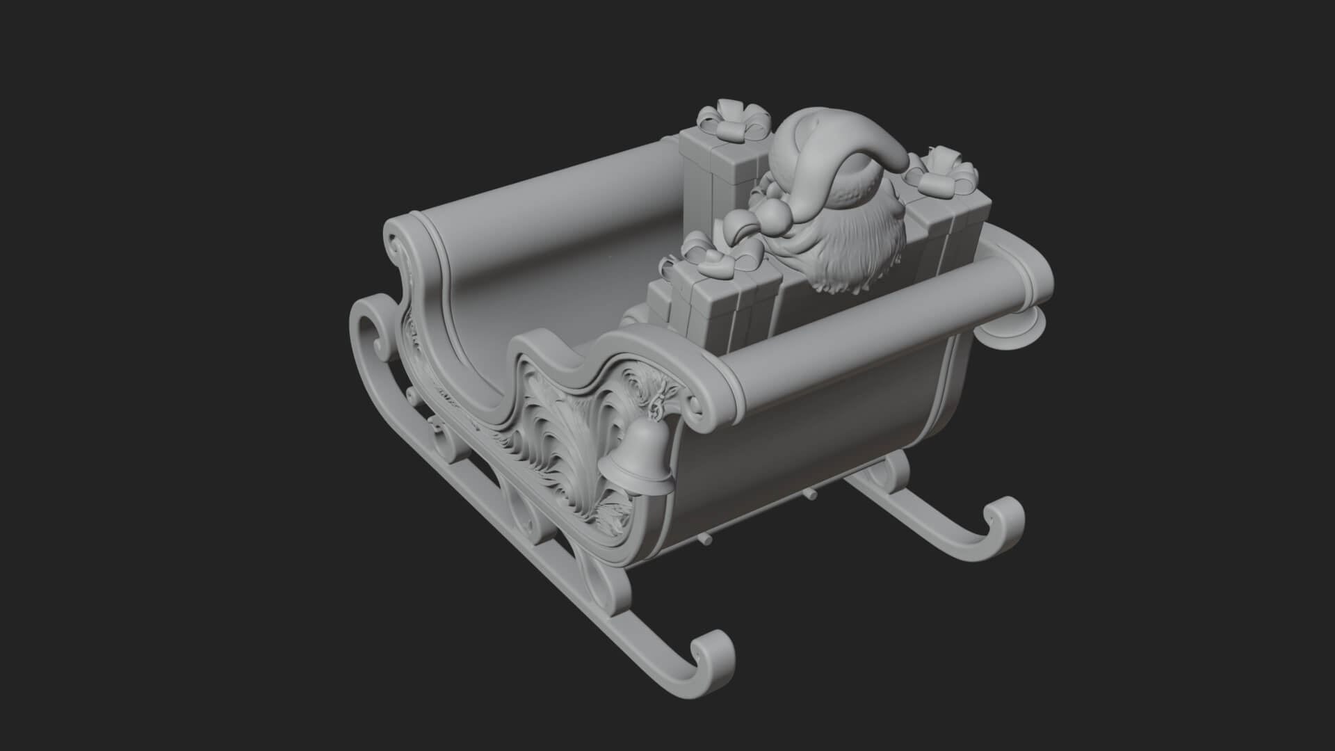 Santa Sleigh with Gifts Model Design 3 3D Print Model 3D Model