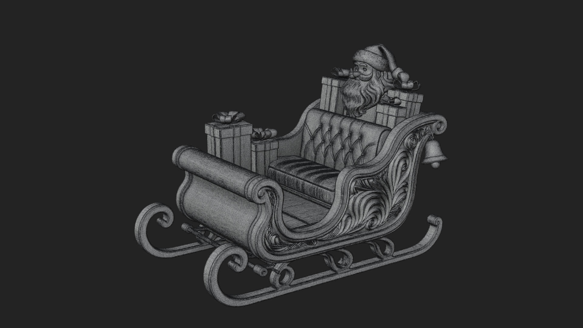 Santa Sleigh with Gifts Model Design 3 3D Print Model 3D Model