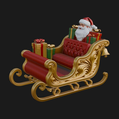 Santa Sleigh with Gifts Model Design 3 3D Print Model