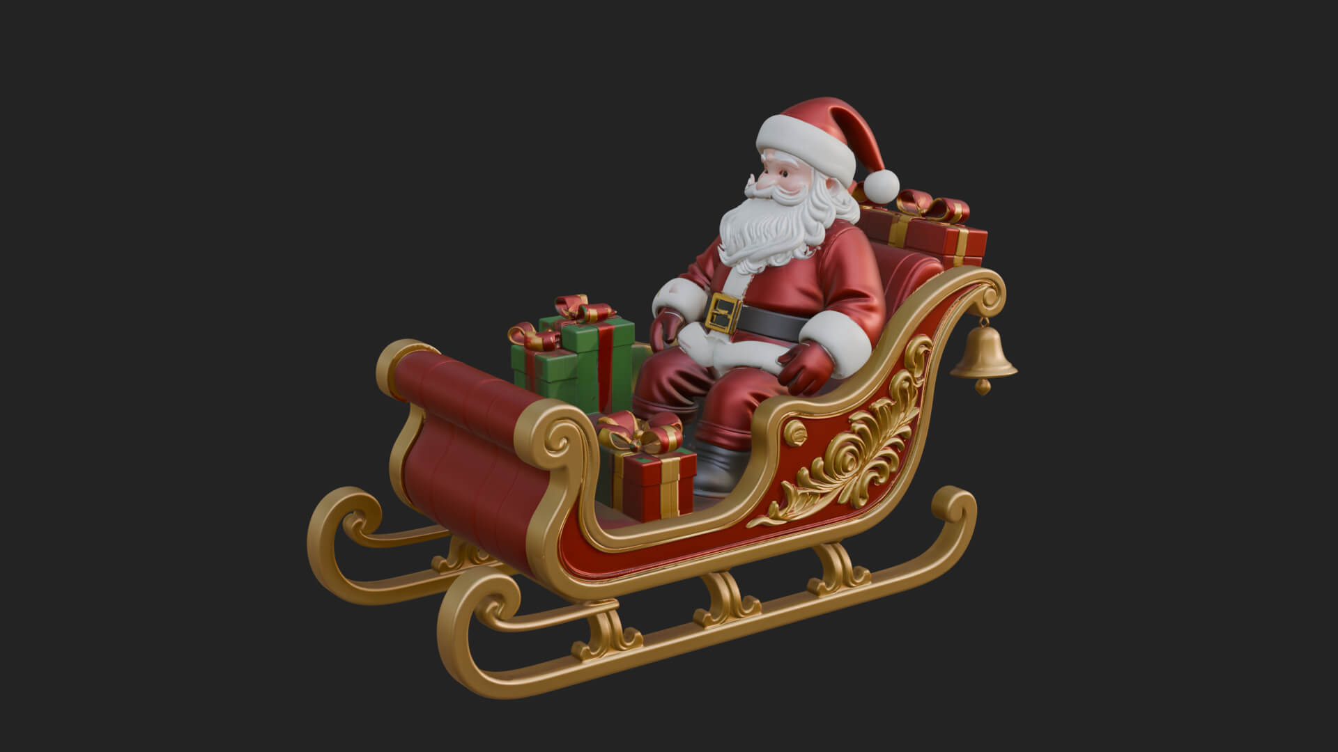 Santa Sleigh with Gifts Model Design 4 3D Print Model 3D Model