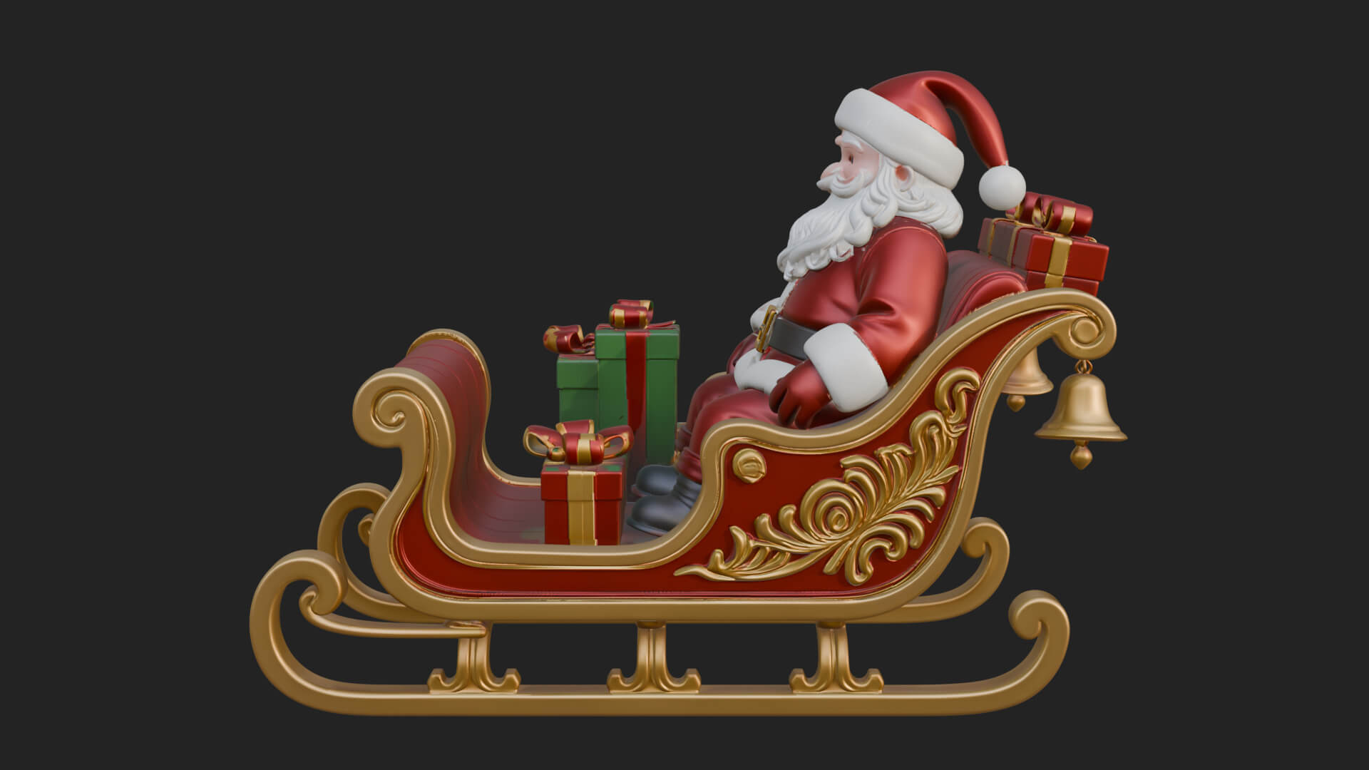 Santa Sleigh with Gifts Model Design 4 3D Print Model 3D Model