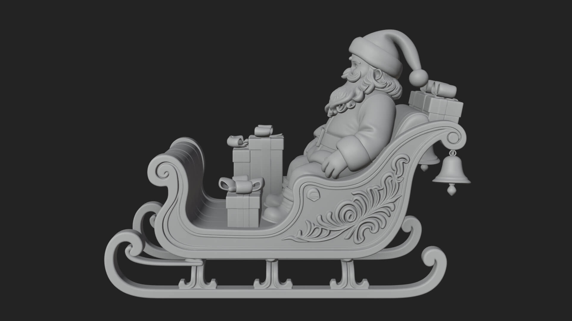 Santa Sleigh with Gifts Model Design 4 3D Print Model 3D Model